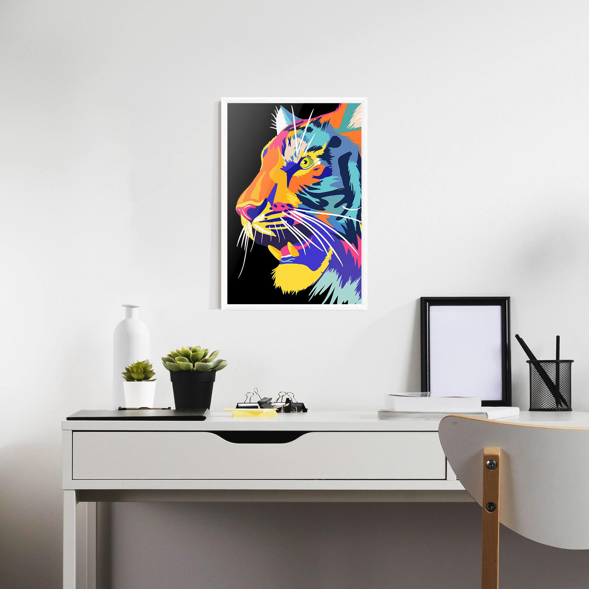 Keretezett Poszter Pretty Colorful Tiger mockup 7