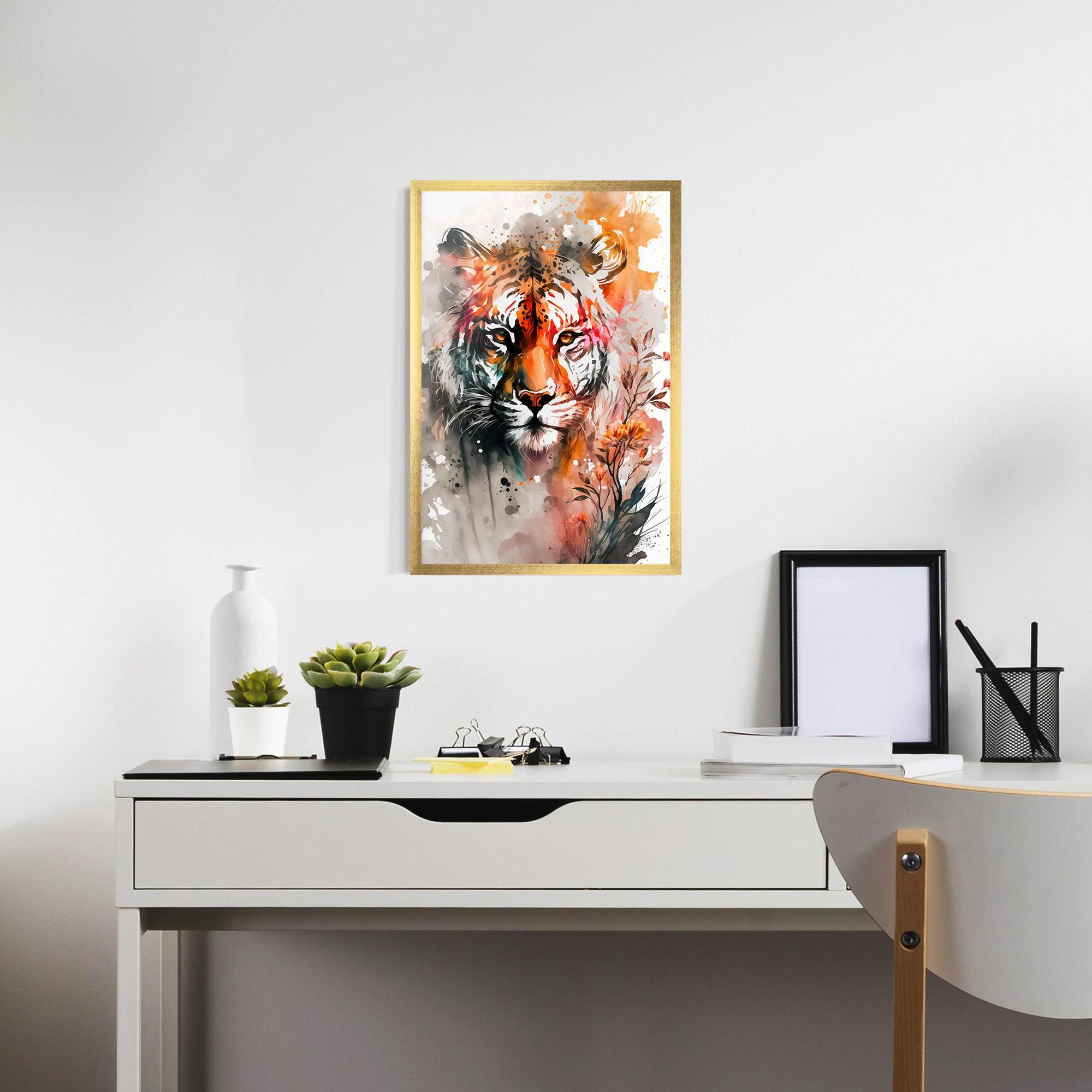 Keretezett Poszter Orange Art Tiger mockup 7