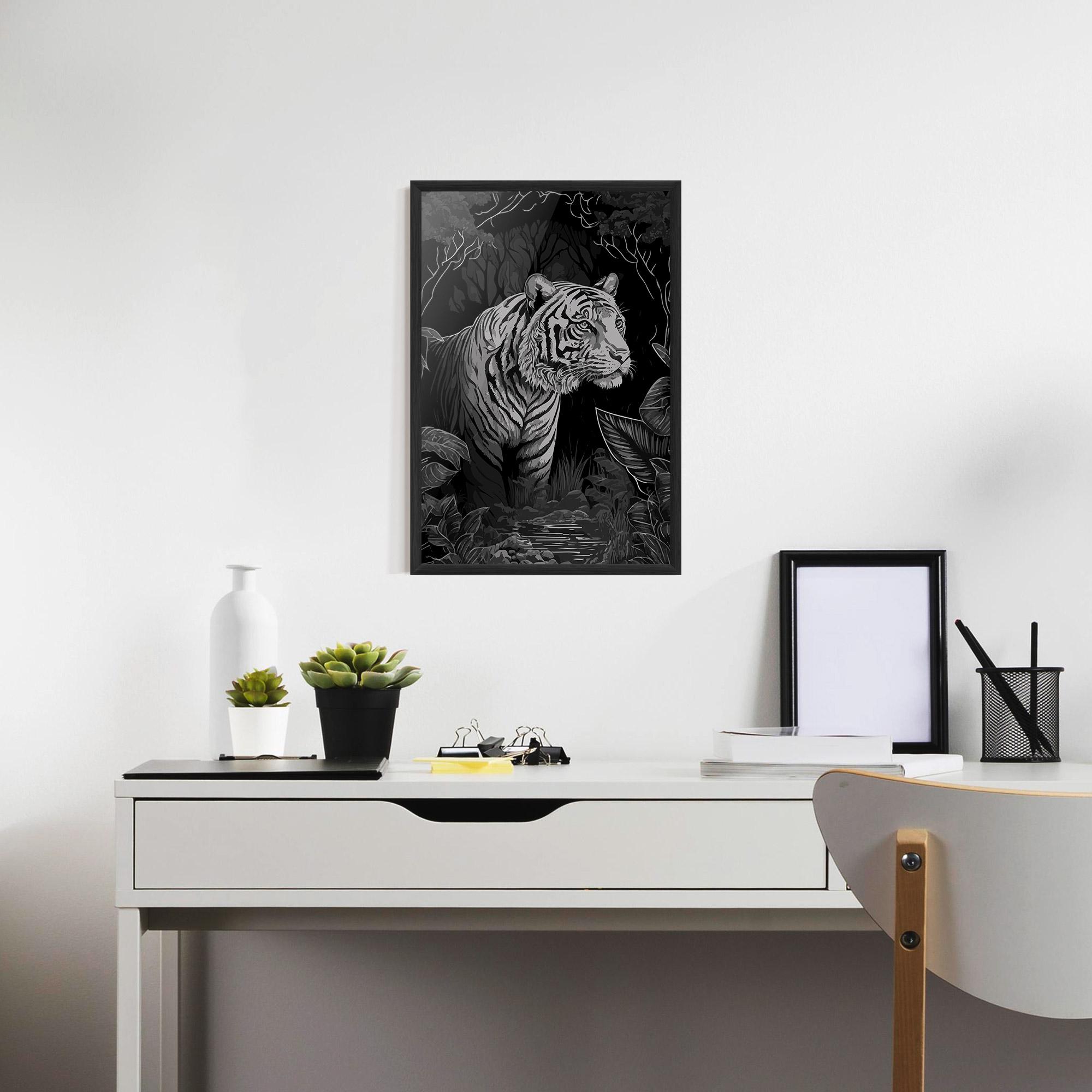Keretezett Poszter Grey Tiger mockup 7