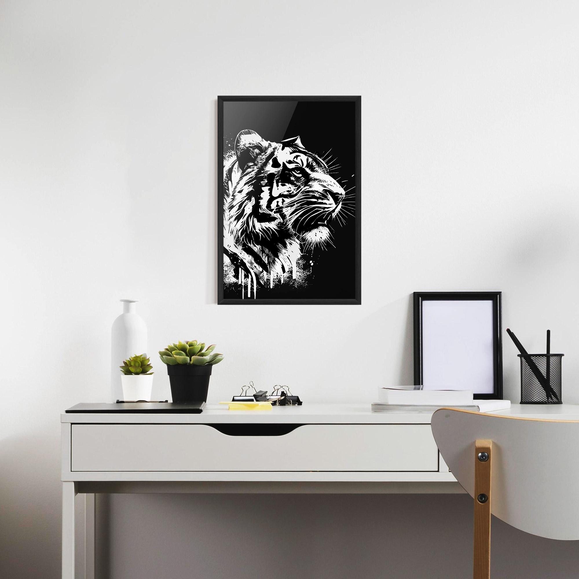 Keretezett Poszter White Ink Tiger mockup 7