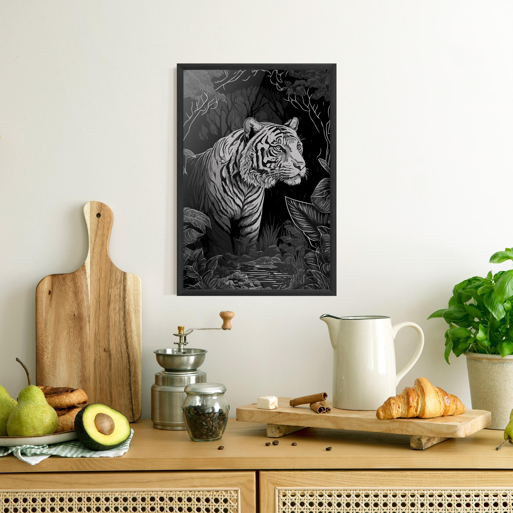 Keretezett Poszter Grey Tiger mockup 8