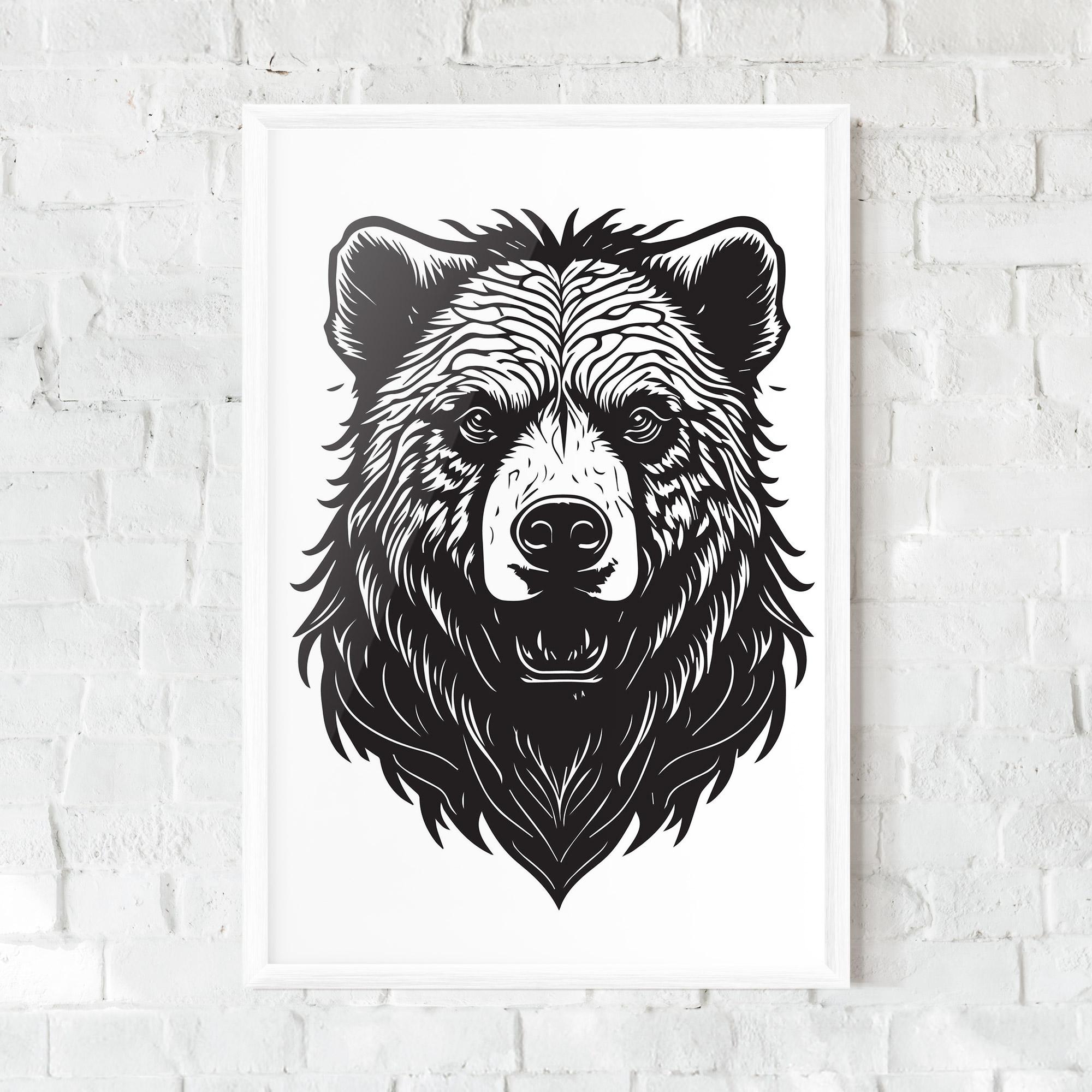Keretezett Poszter Bear Black Head mockup 0