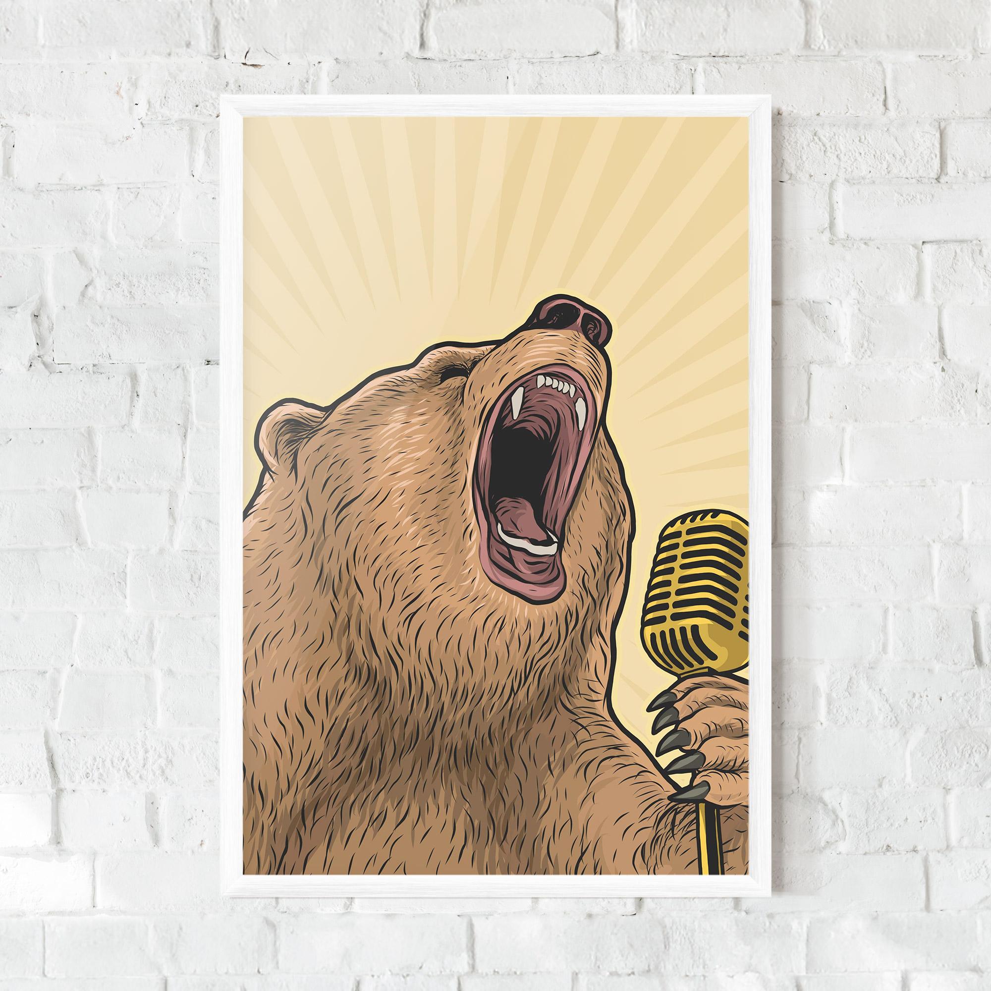 Keretezett Poszter Bear Singing mockup 0