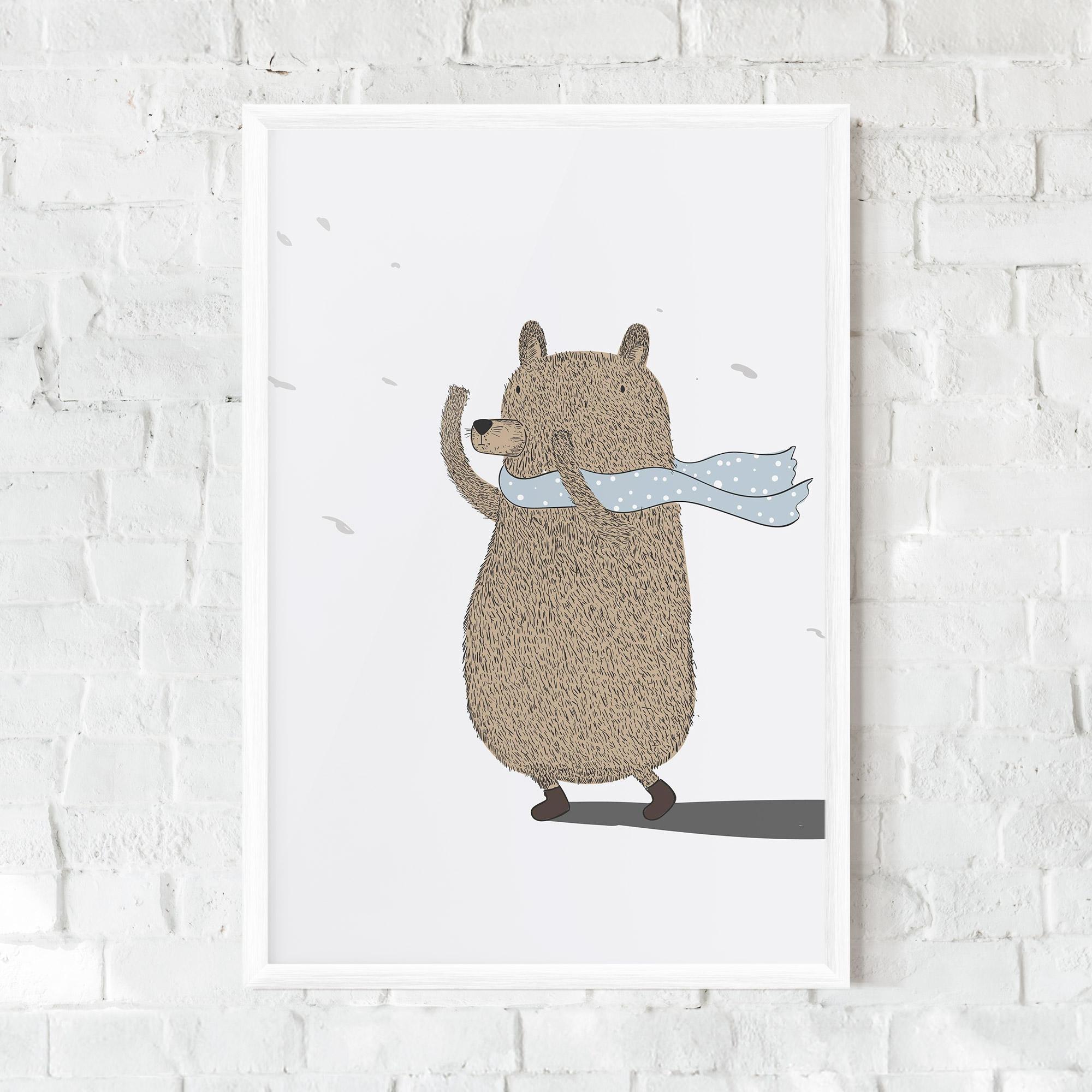 Keretezett Poszter Bear Wearing A Scarf mockup 0