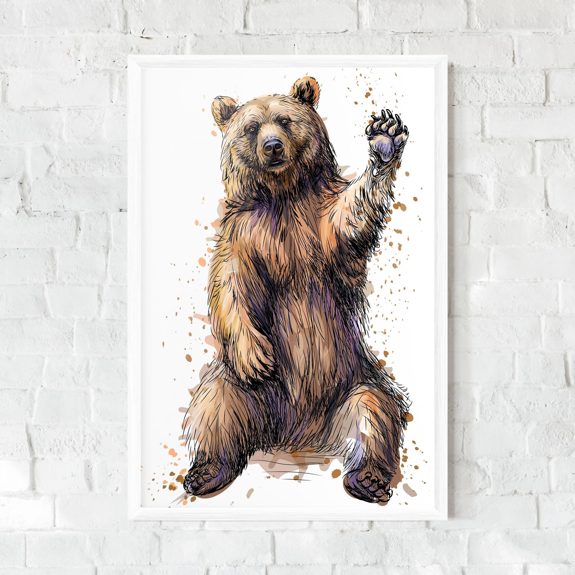 Keretezett Poszter Brown Purple Bear mockup 0