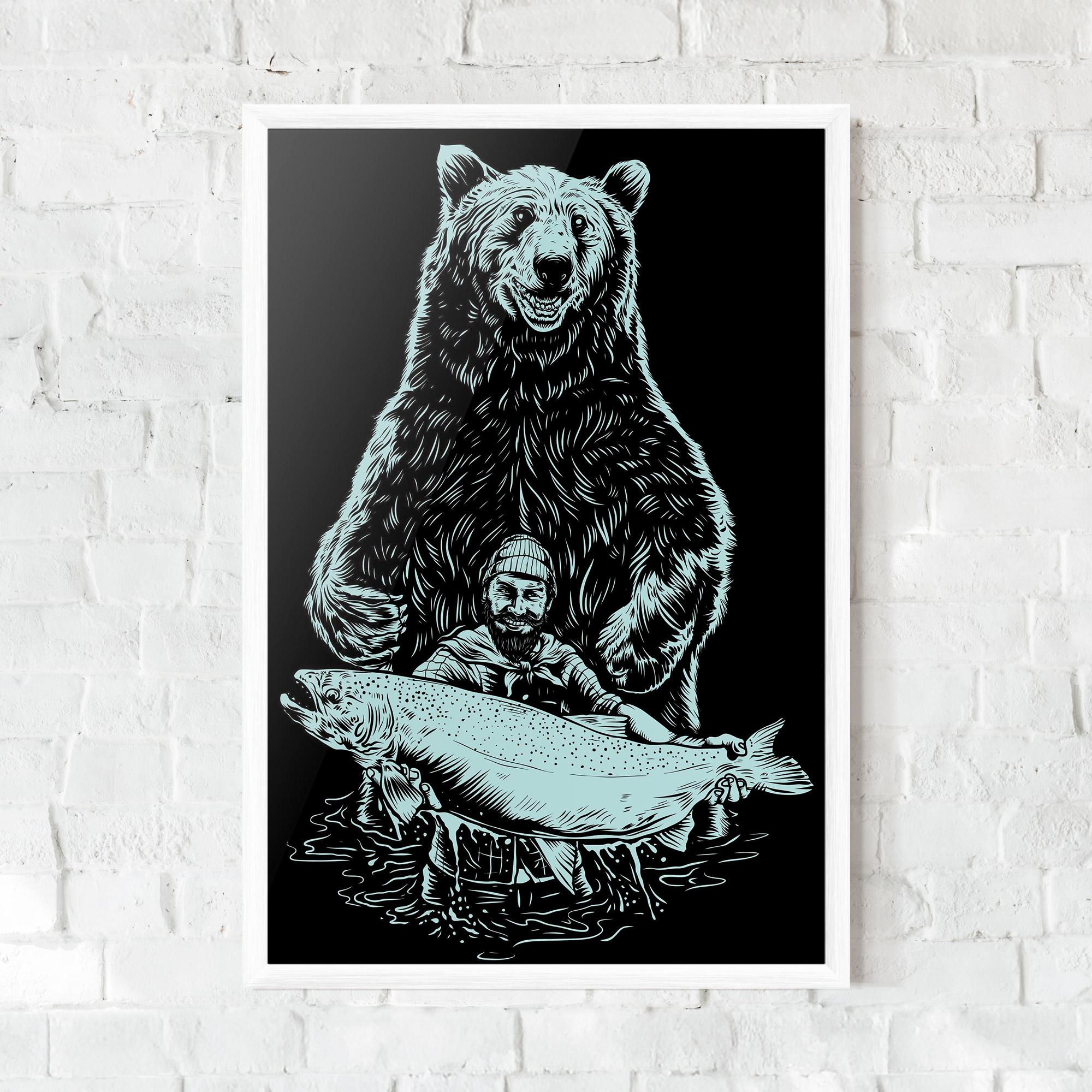 Keretezett Poszter Fishing Bear mockup 0