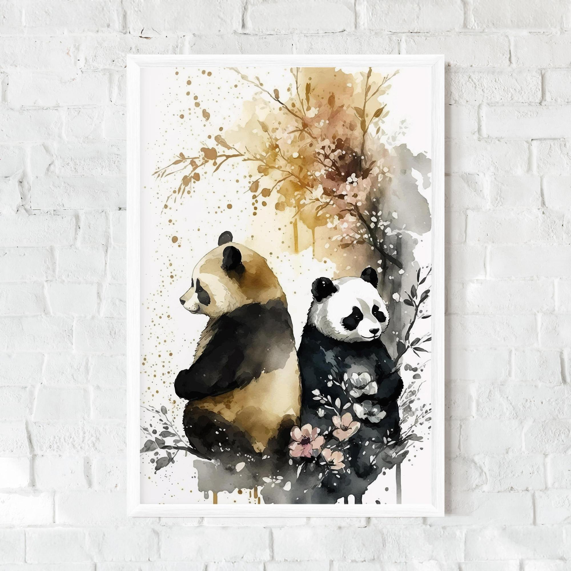 Keretezett Poszter Gold Panda Art mockup 0