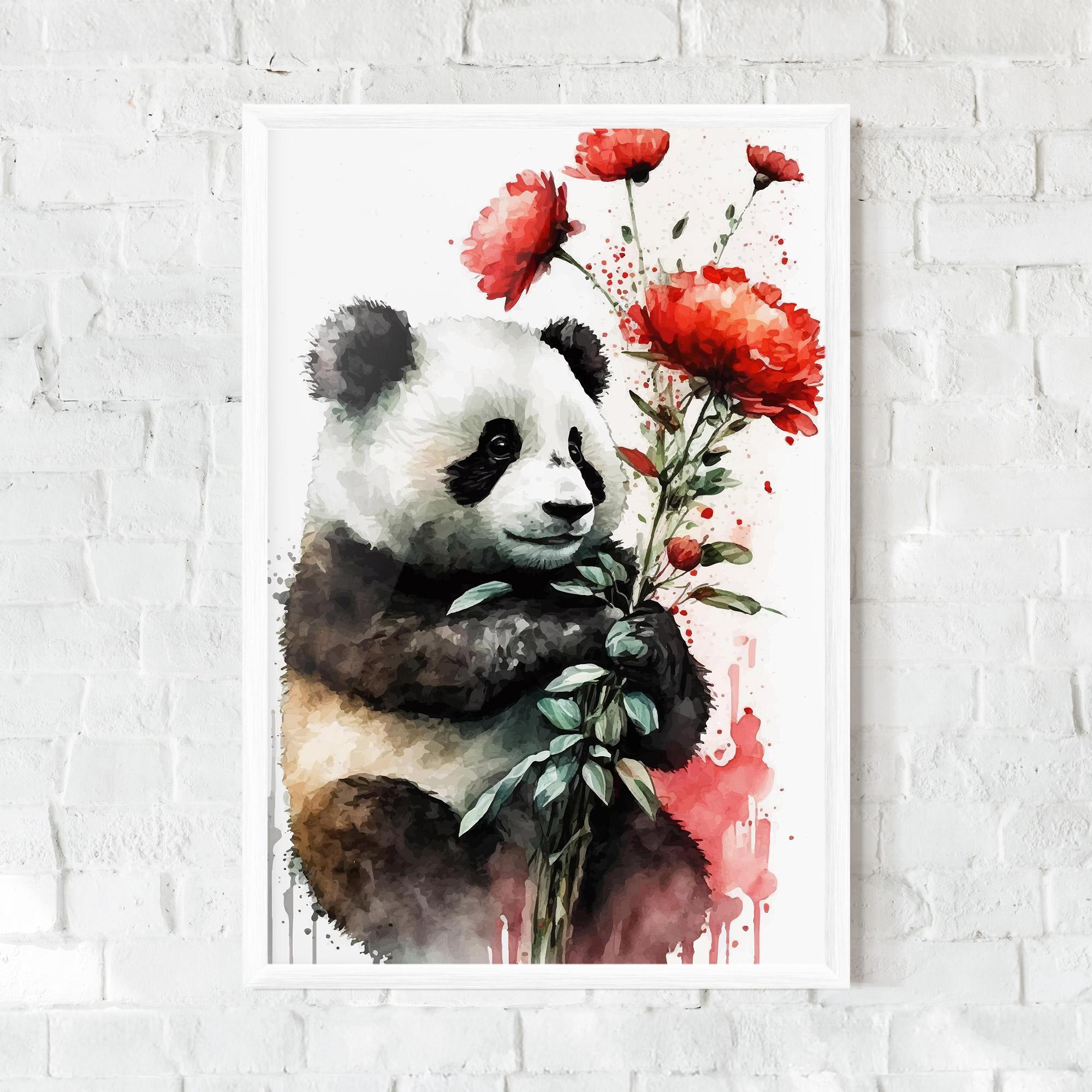 Keretezett Poszter Red Flower Panda mockup 0