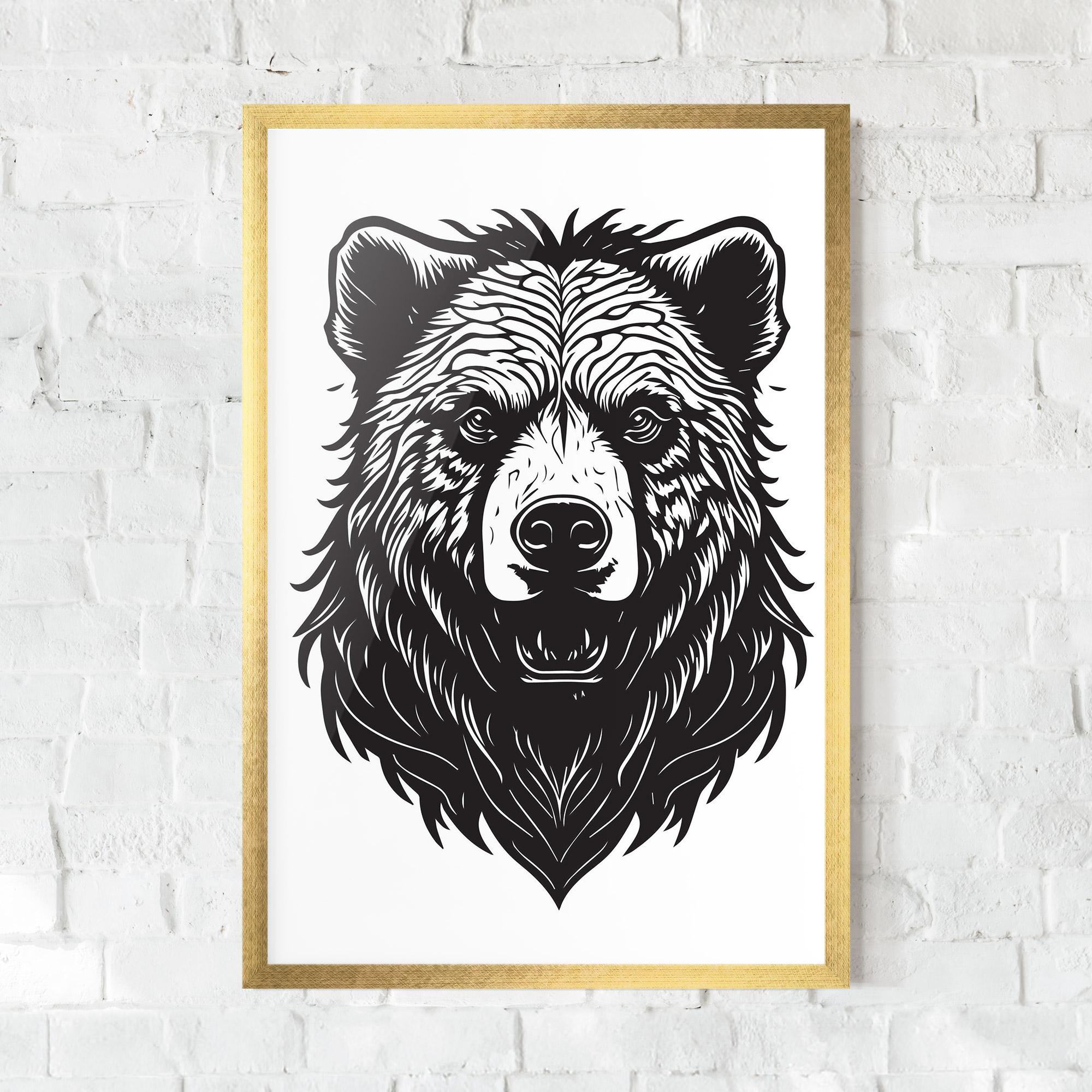 Keretezett Poszter Bear Black Head mockup 0
