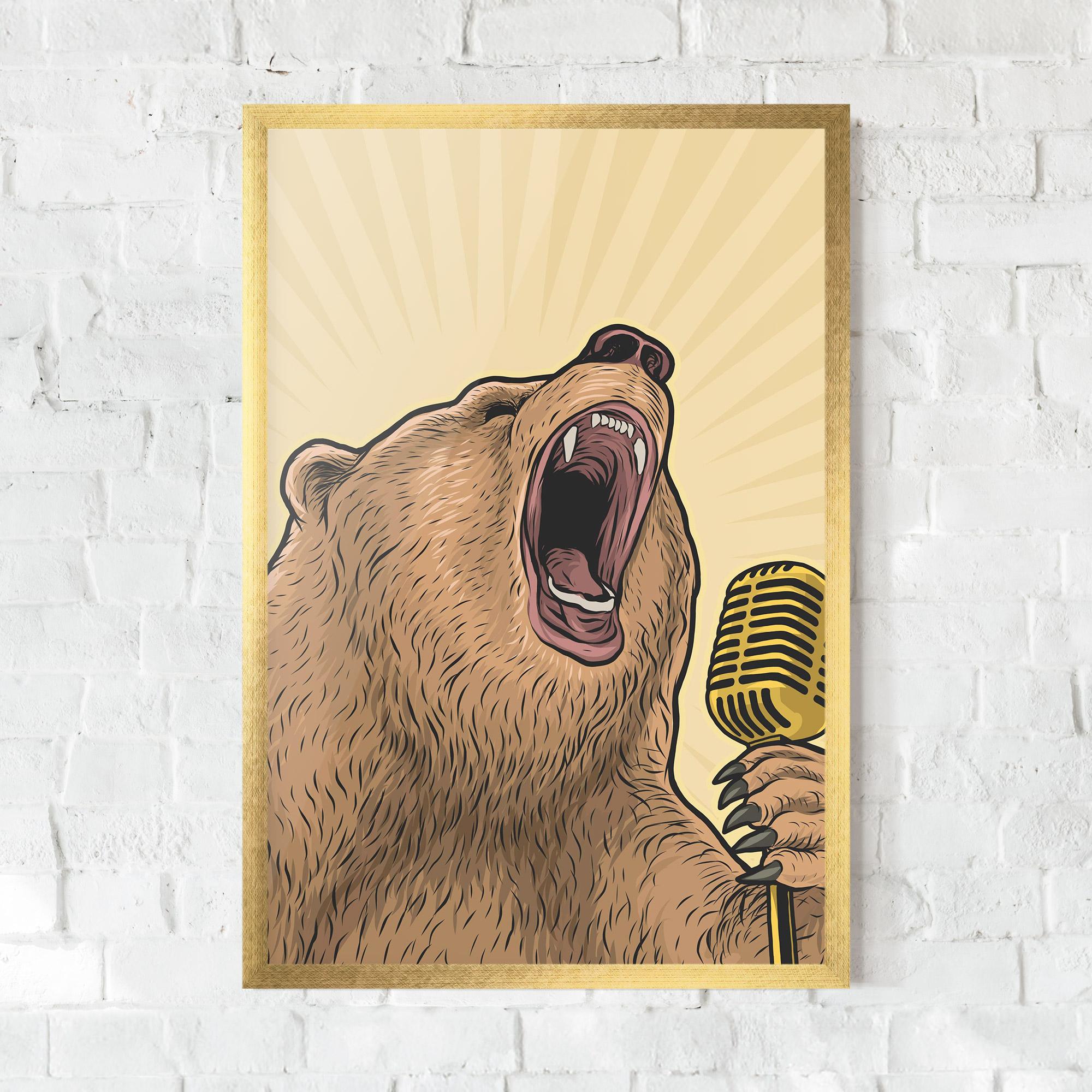 Keretezett Poszter Bear Singing mockup 0