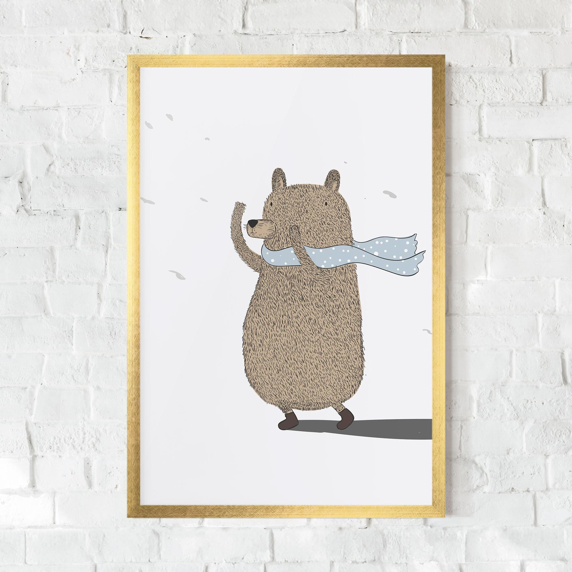 Keretezett Poszter Bear Wearing A Scarf mockup 0