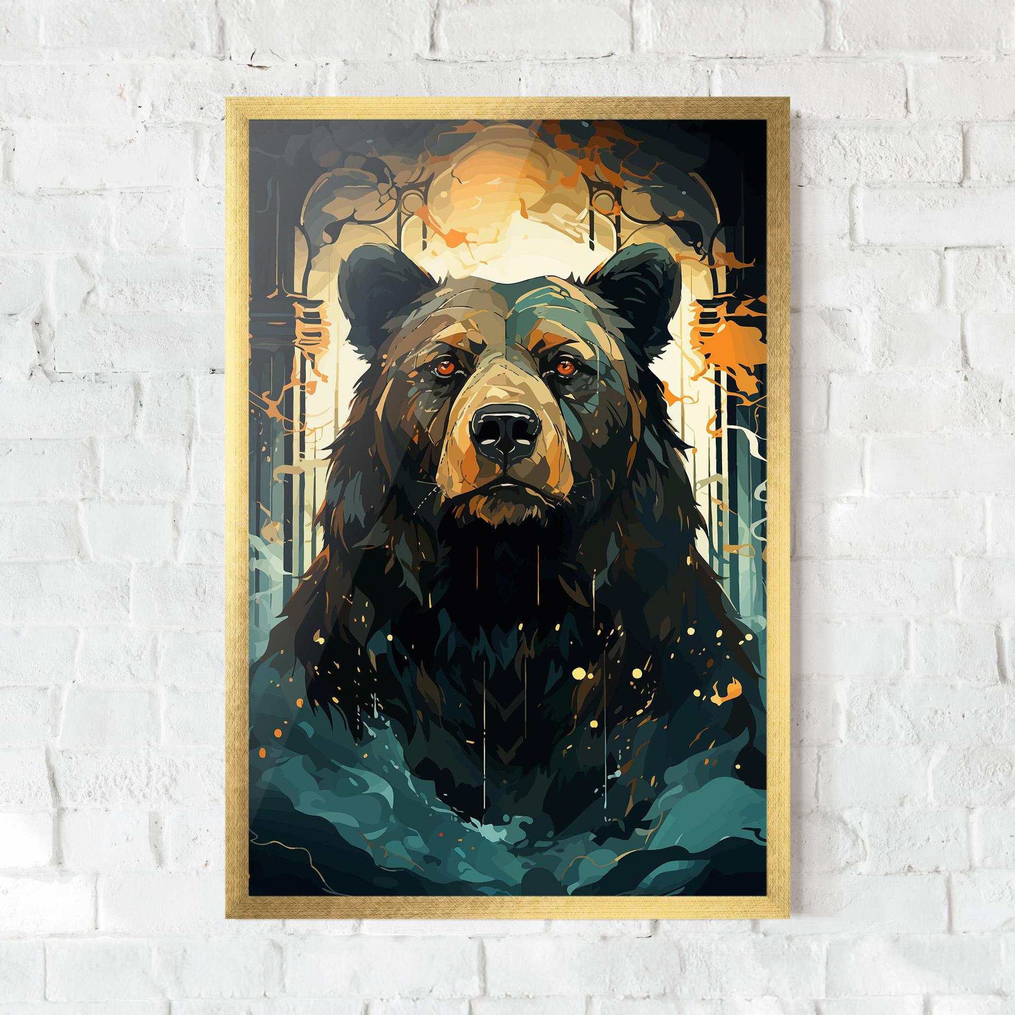 Keretezett Poszter Brown Bear Art mockup 0