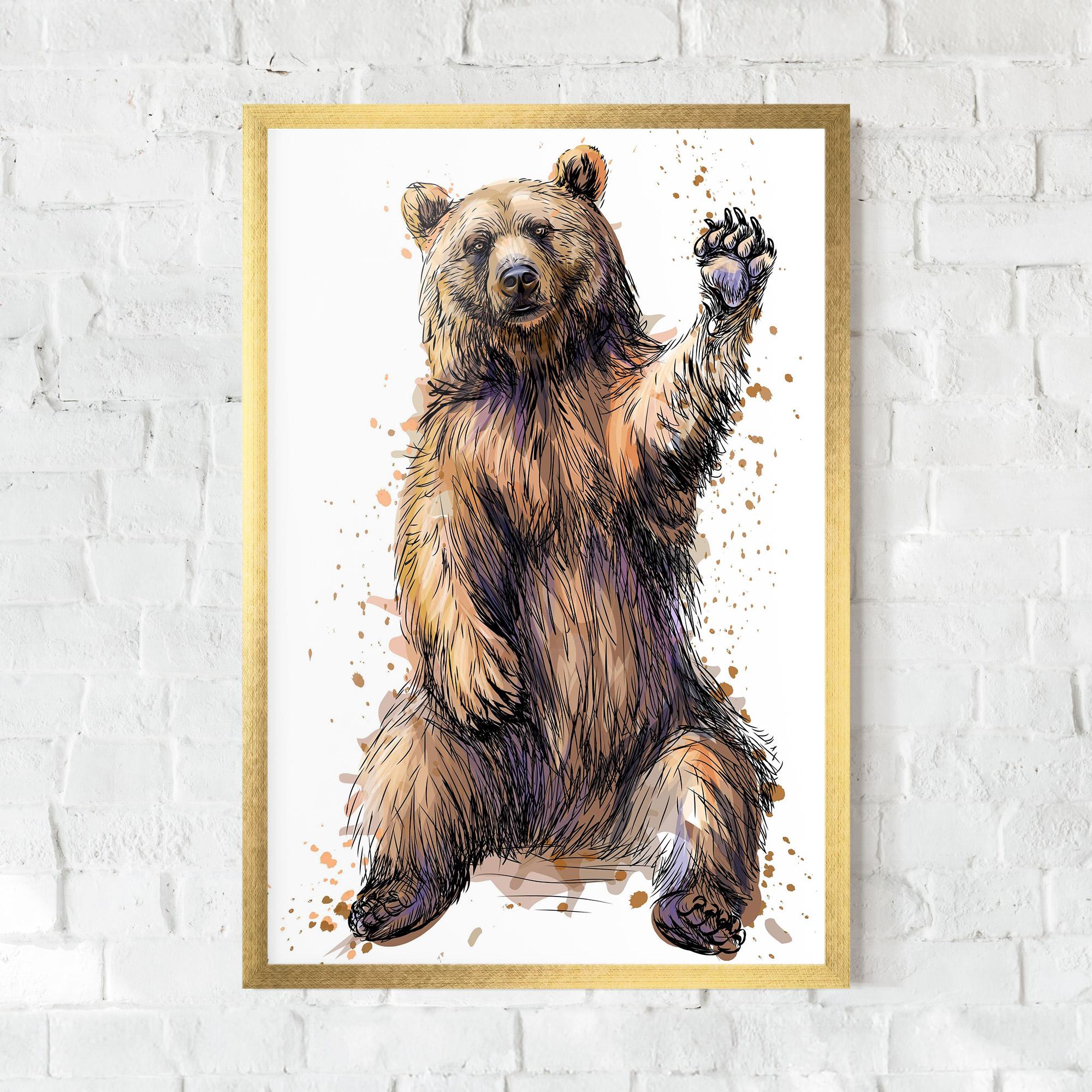 Keretezett Poszter Brown Purple Bear mockup 0