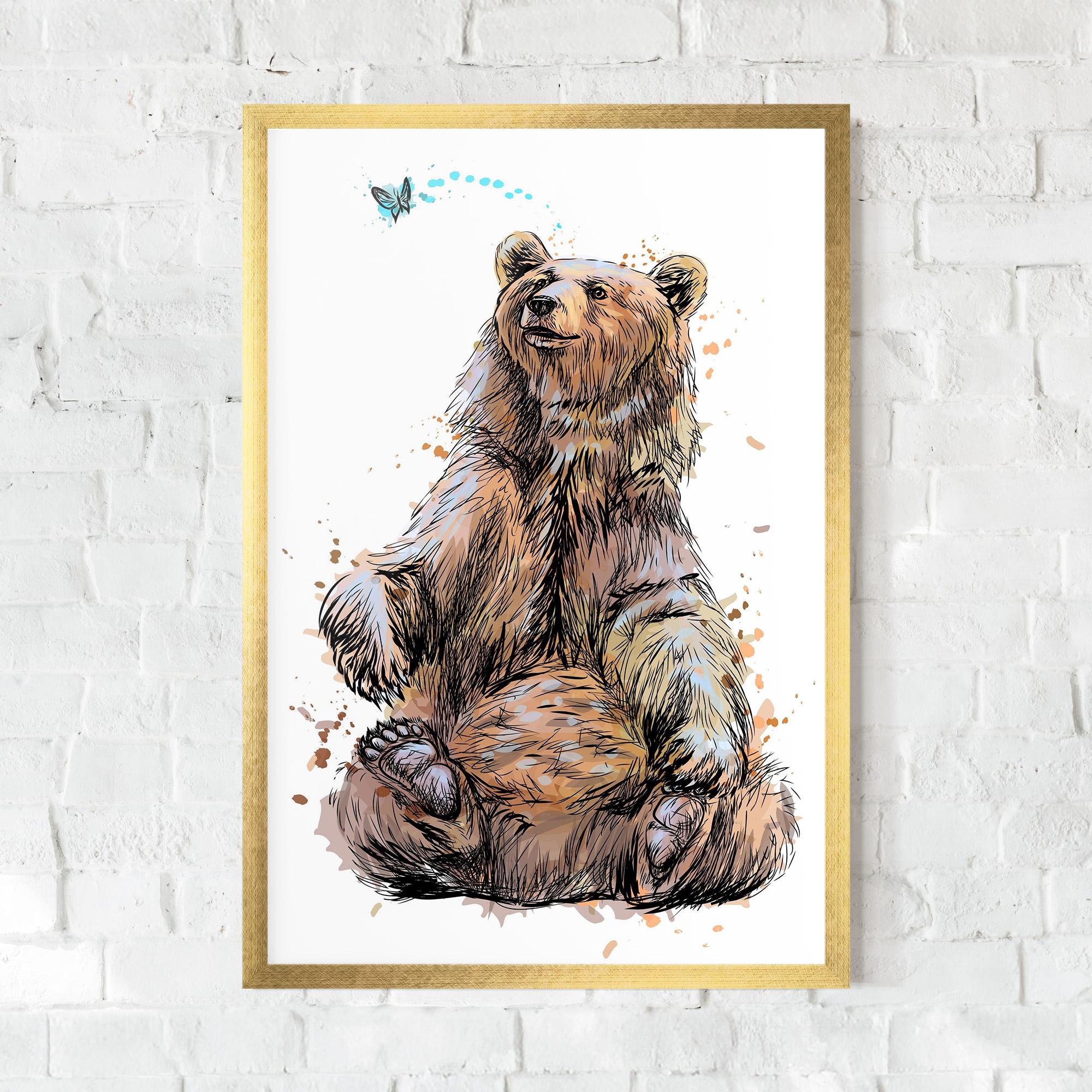 Keretezett Poszter Butterfly Bear mockup 0