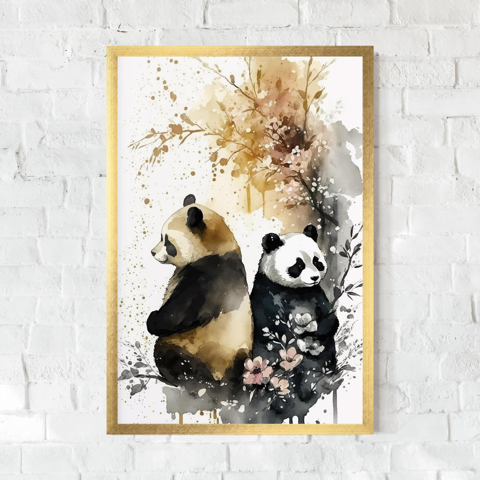 Keretezett Poszter Gold Panda Art mockup 0