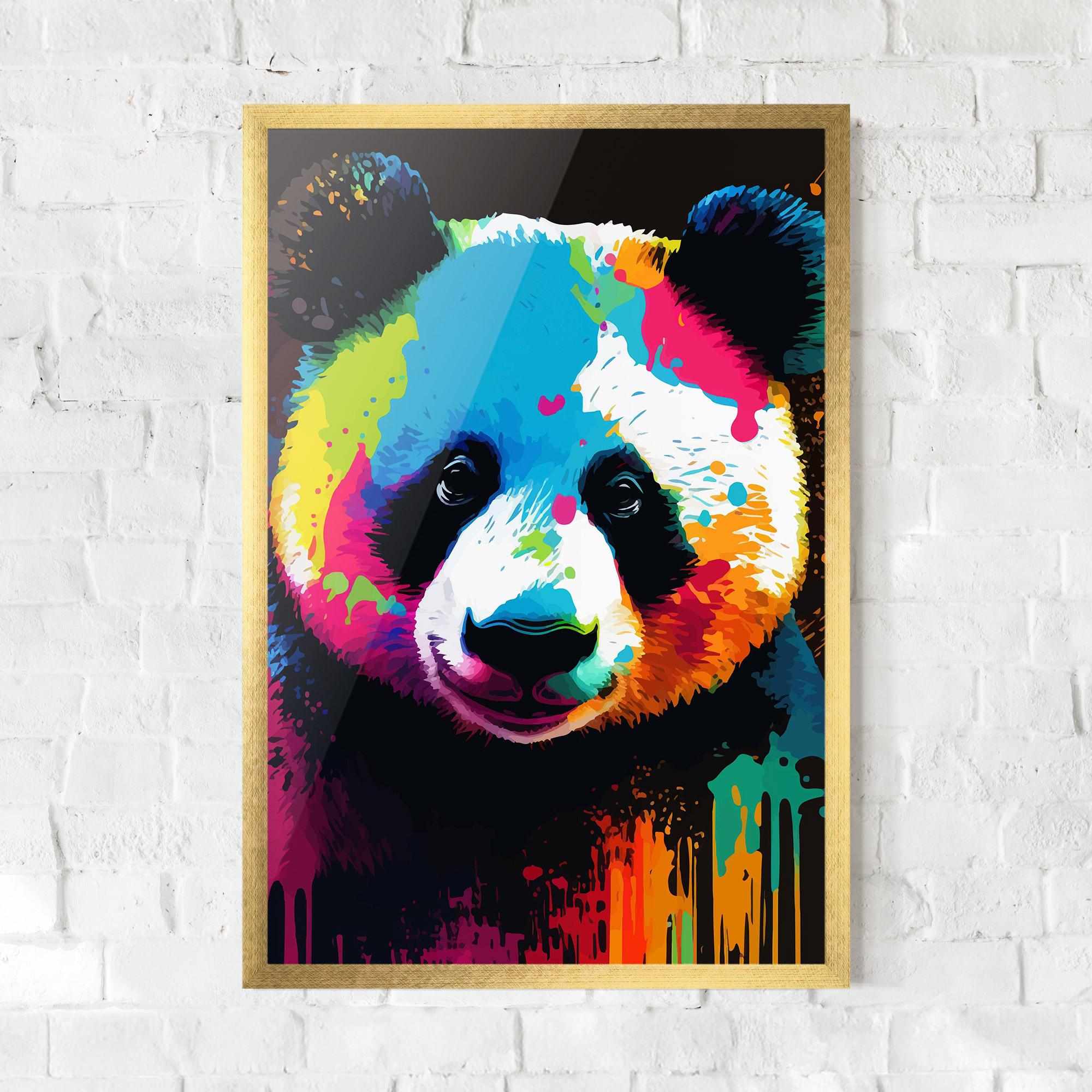 Keretezett Poszter Panda Color Art mockup 0