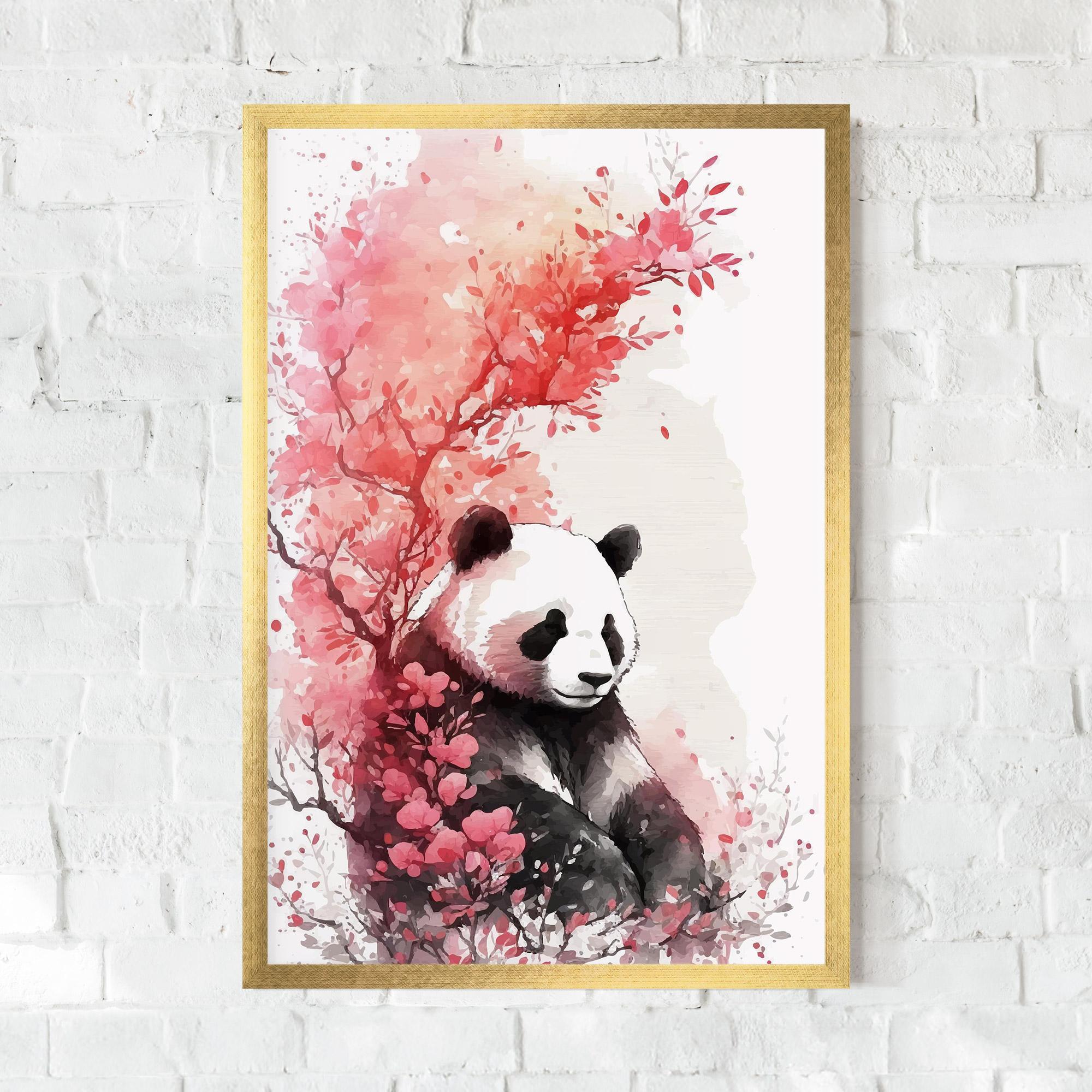 Keretezett Poszter Pink Flower Panda mockup 0