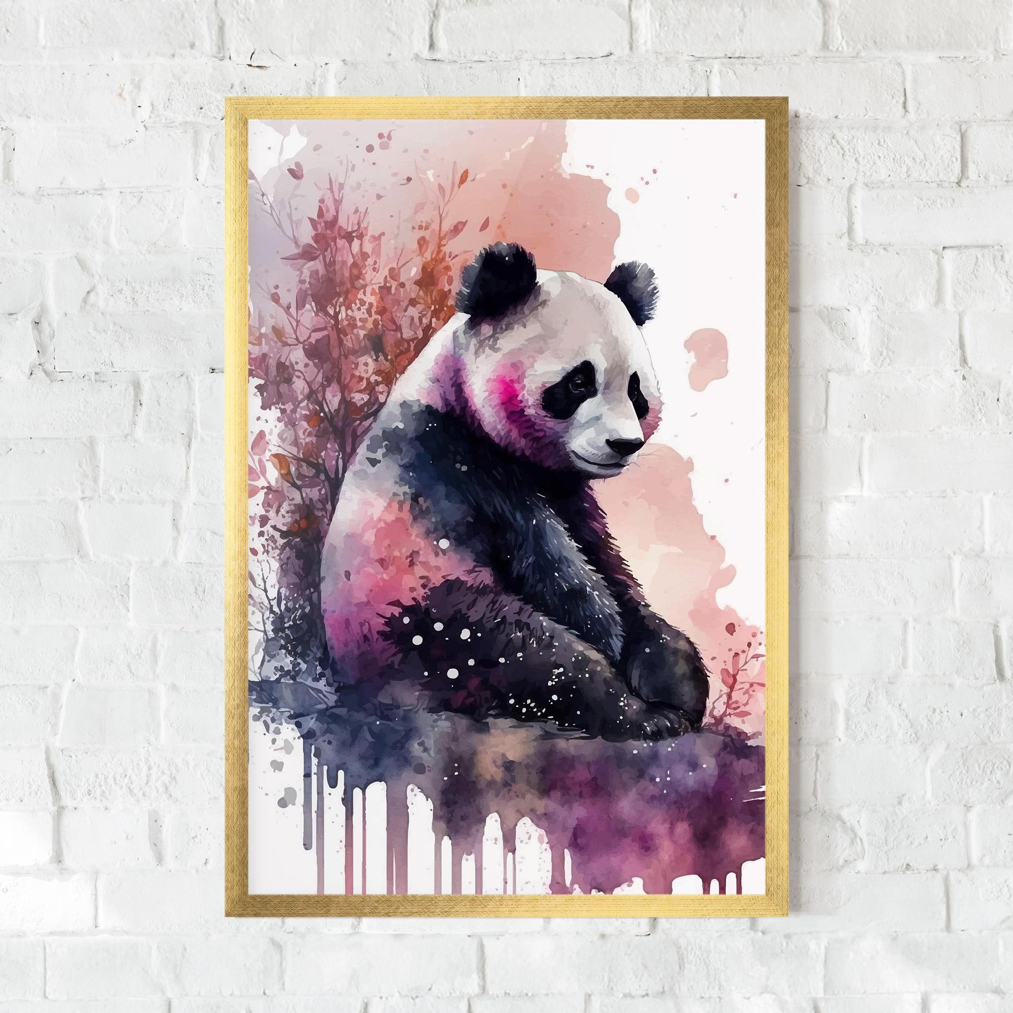 Keretezett Poszter Purple Panda Art mockup 0