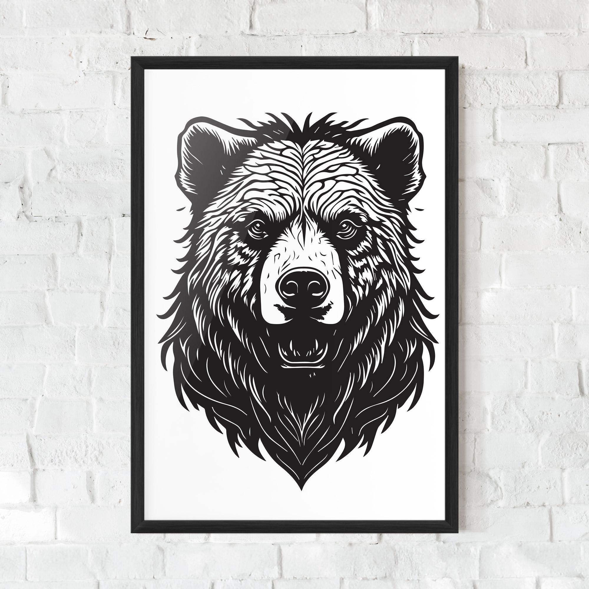Keretezett Poszter Bear Black Head mockup 0