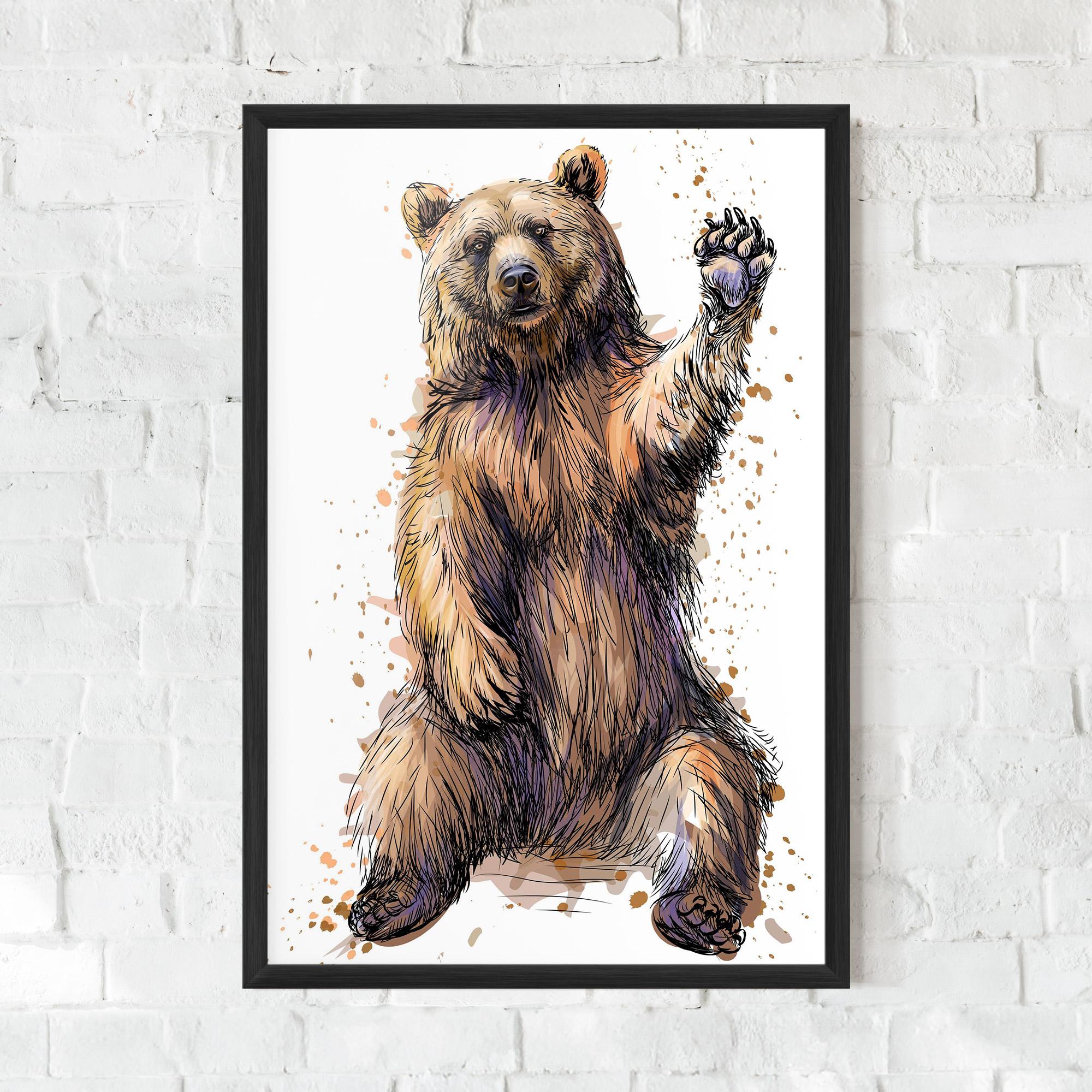 Keretezett Poszter Brown Purple Bear mockup 0