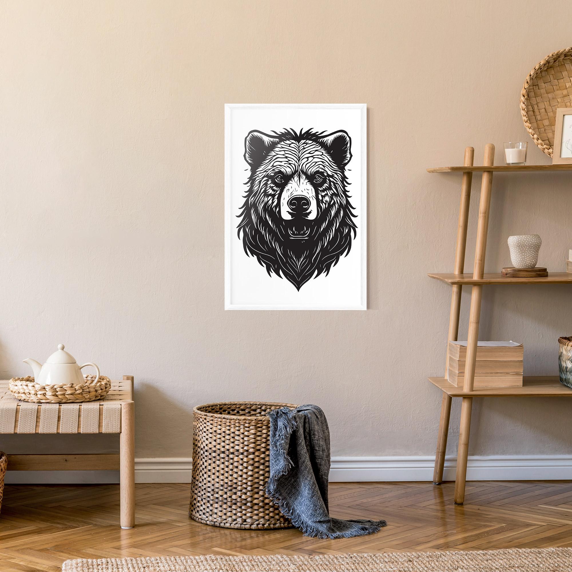Keretezett Poszter Bear Black Head mockup 9