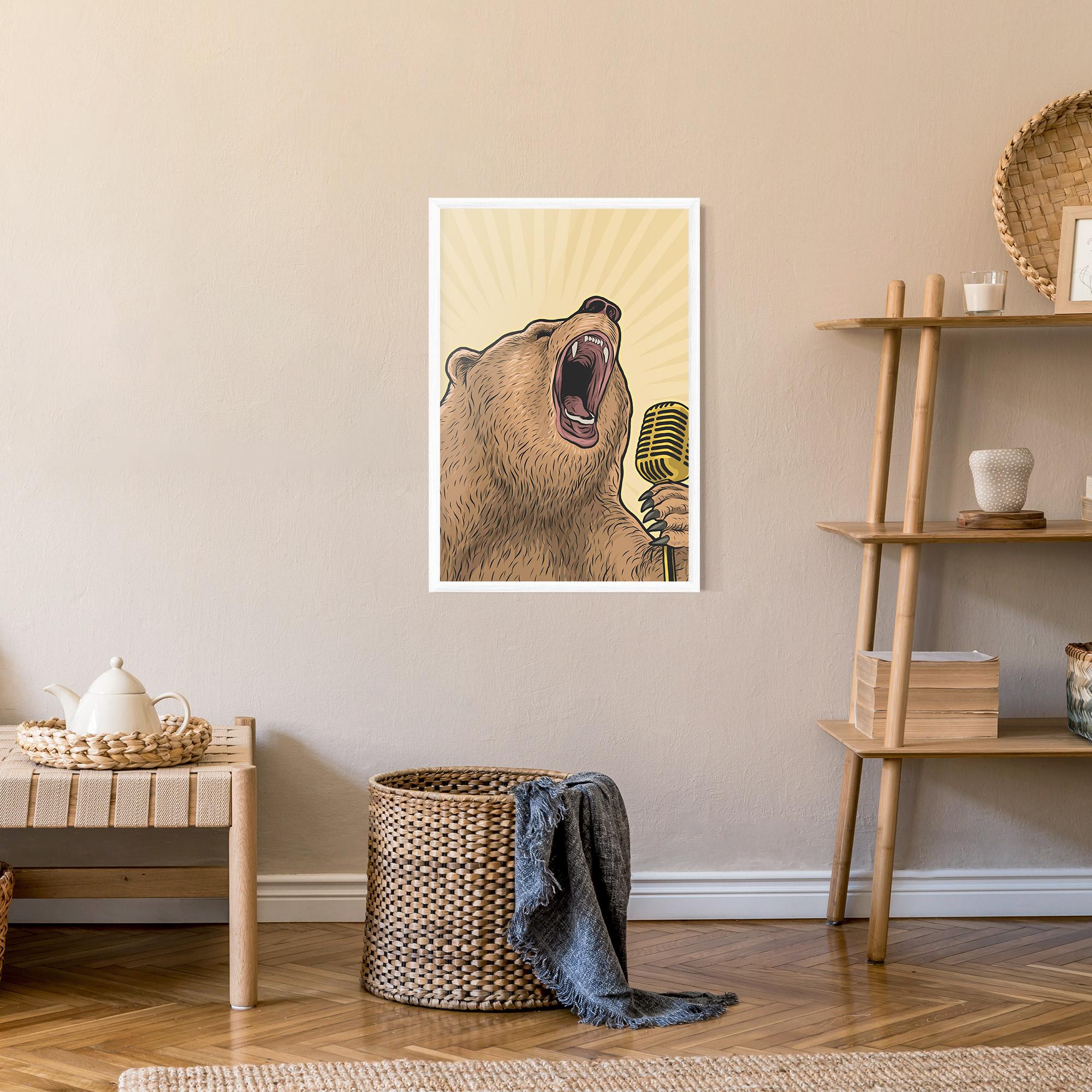 Keretezett Poszter Bear Singing mockup 9