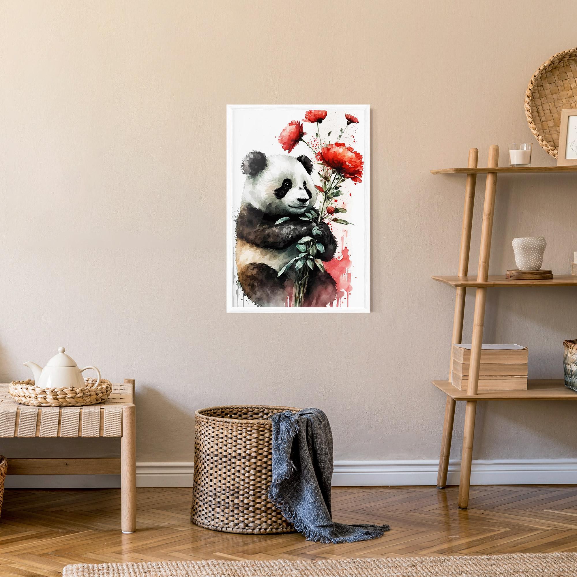 Keretezett Poszter Red Flower Panda mockup 9