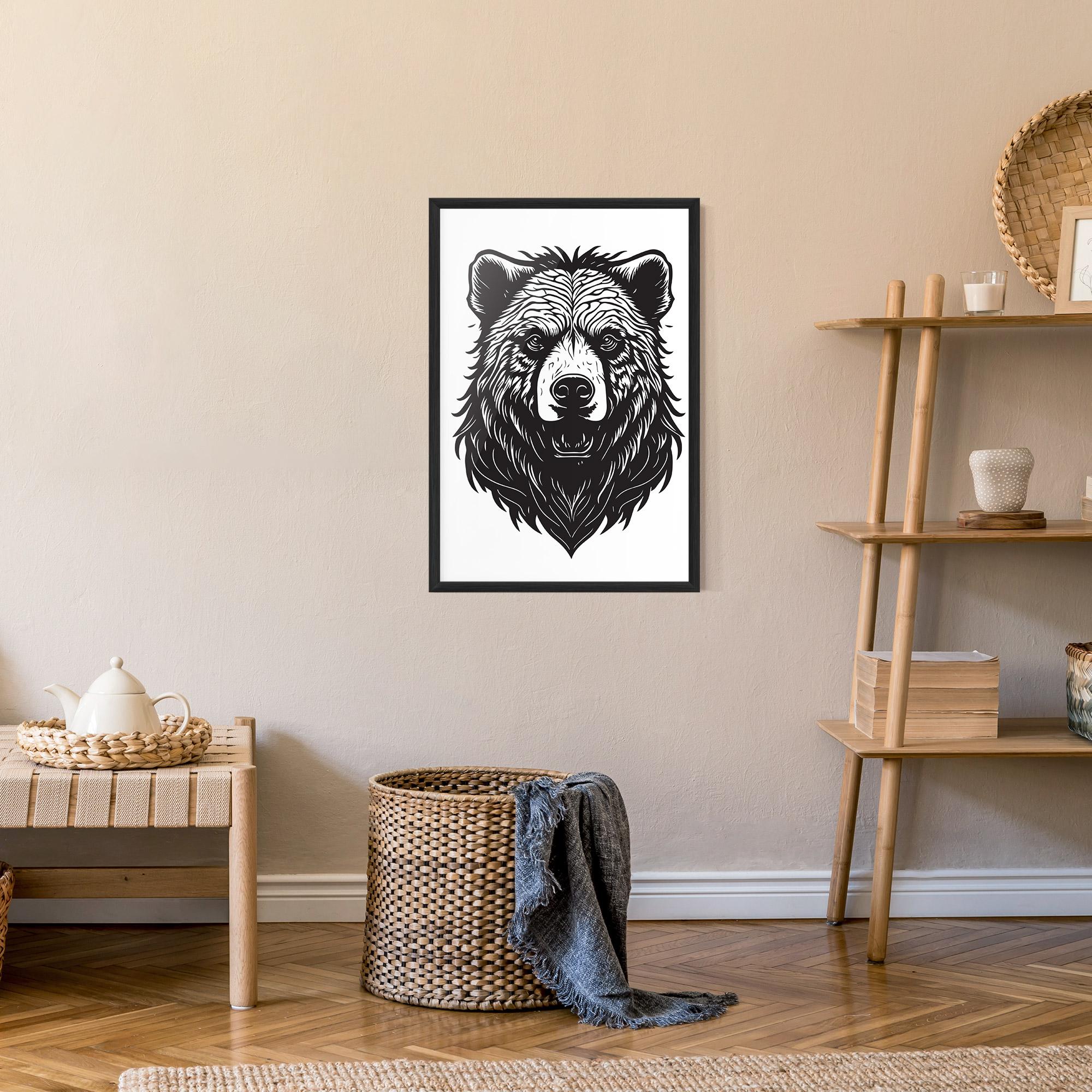 Keretezett Poszter Bear Black Head mockup 9