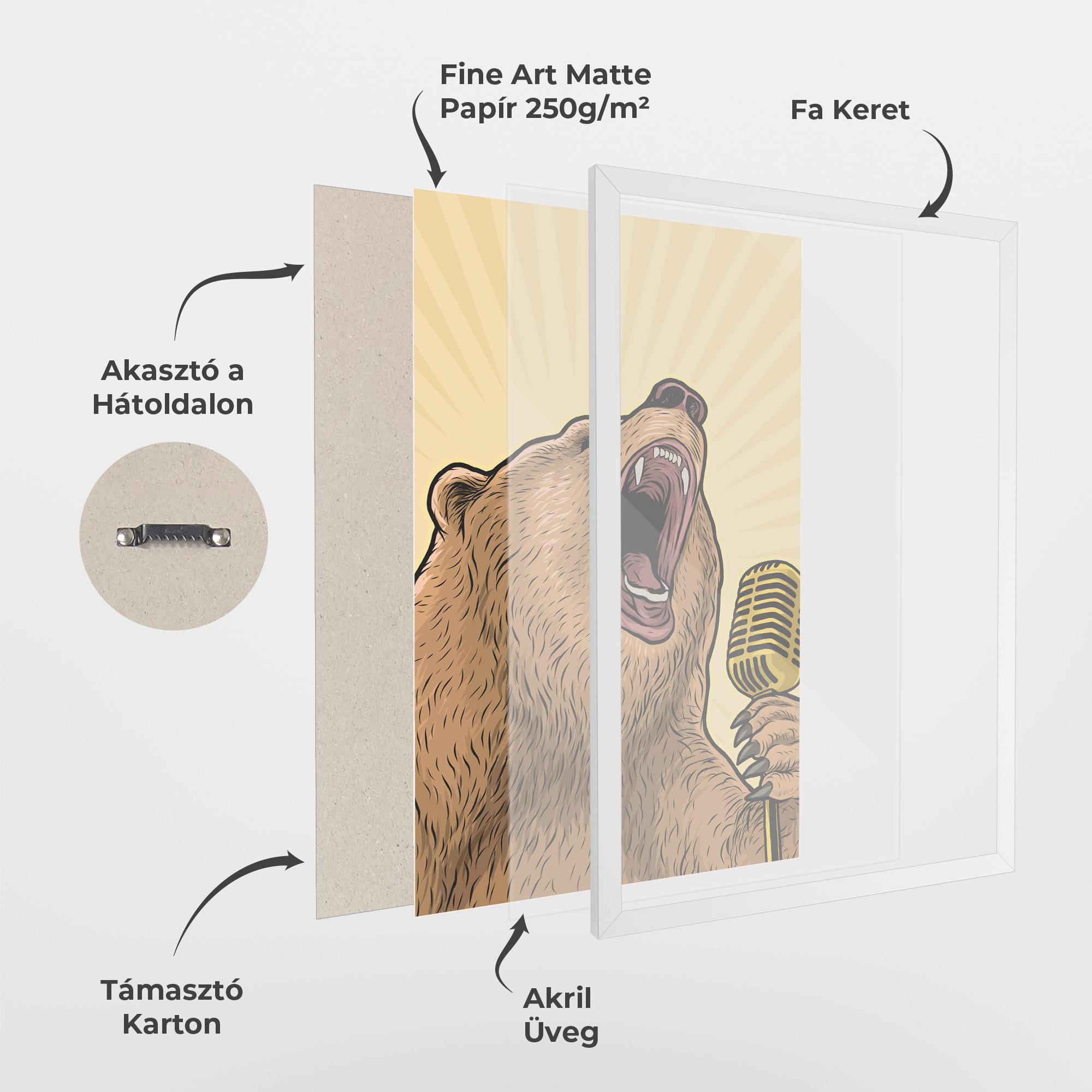 Keretezett Poszter Bear Singing mockup 1