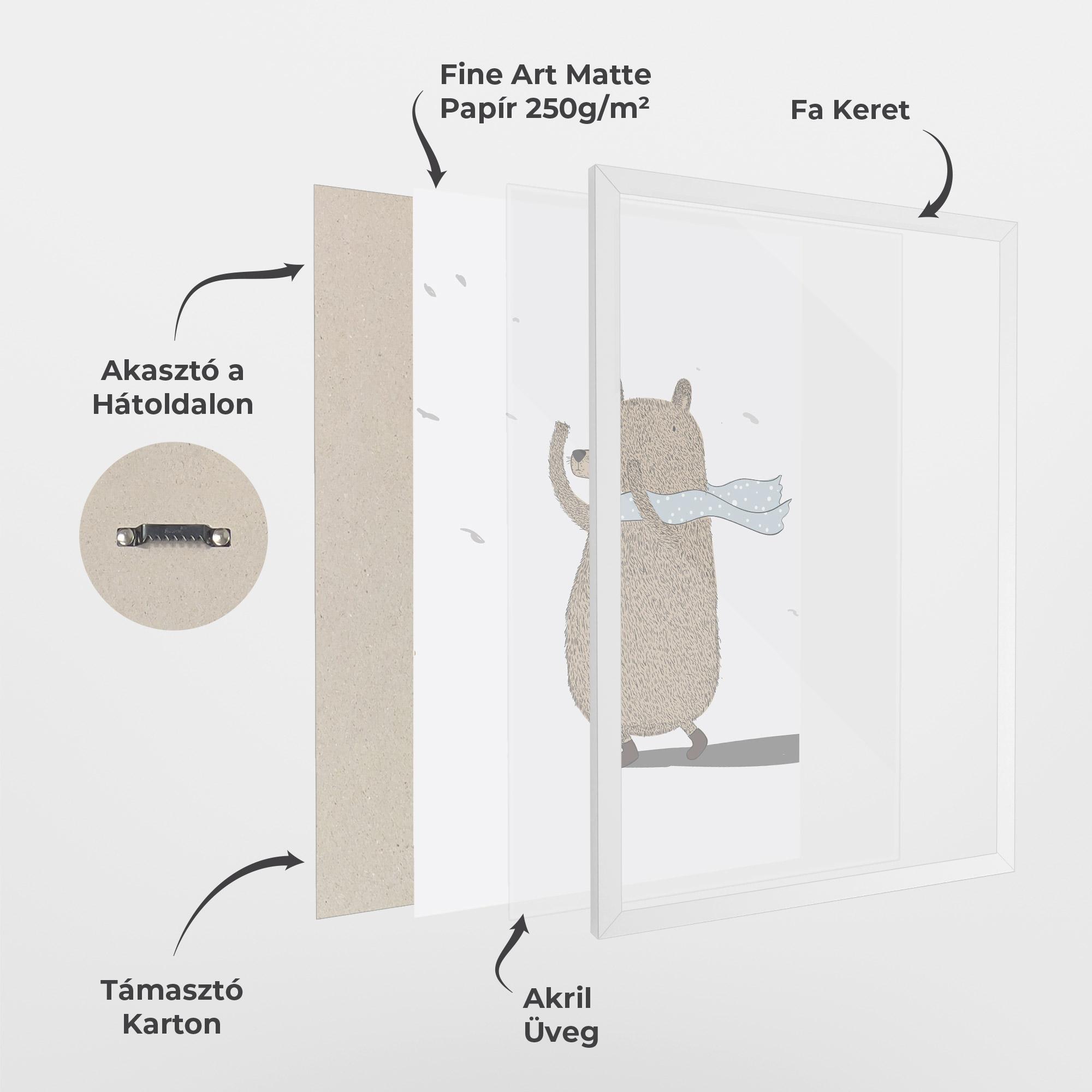 Keretezett Poszter Bear Wearing A Scarf mockup 1