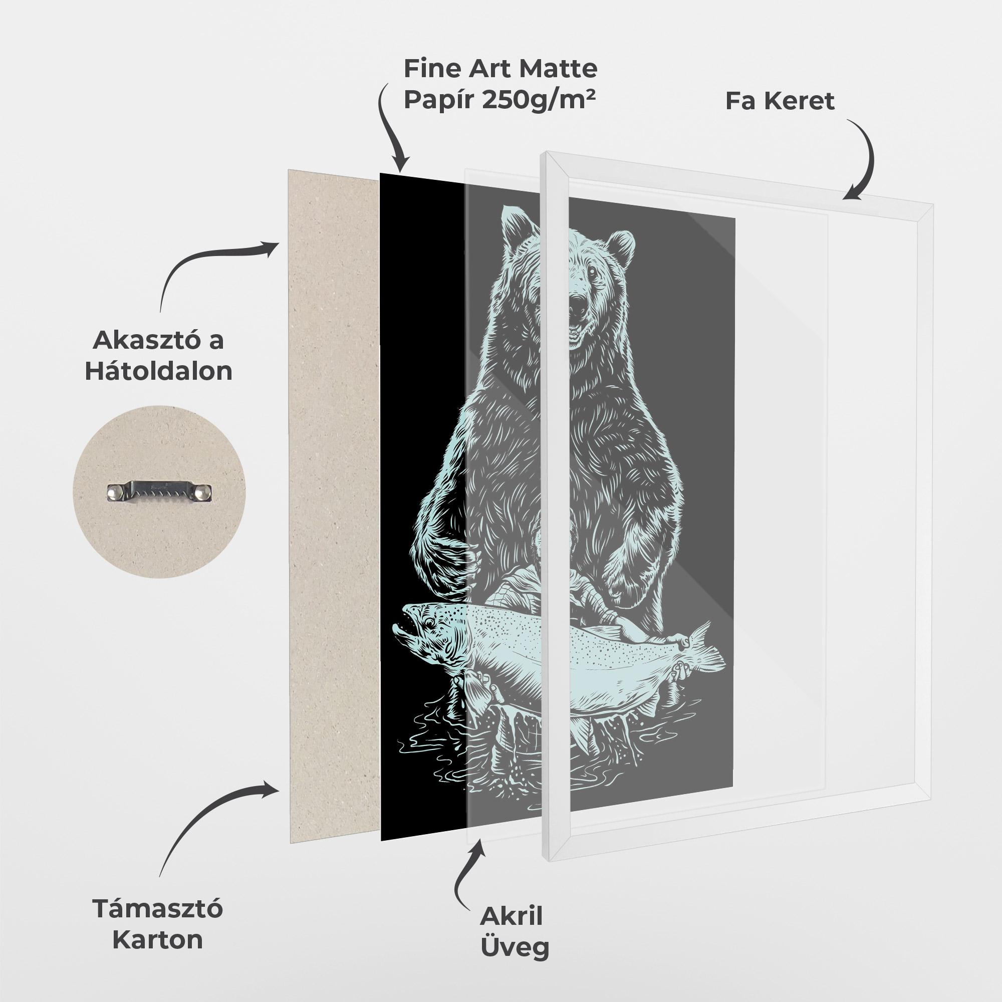 Keretezett Poszter Fishing Bear mockup 1