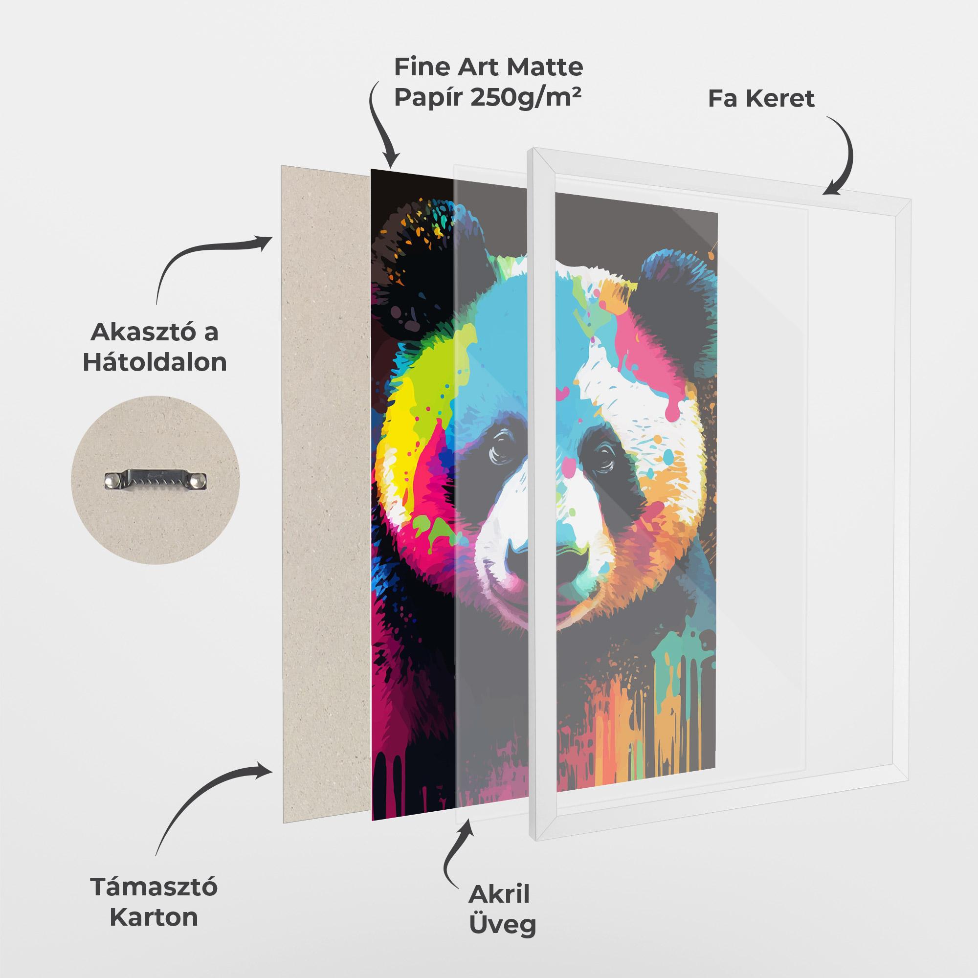 Keretezett Poszter Panda Color Art mockup 1