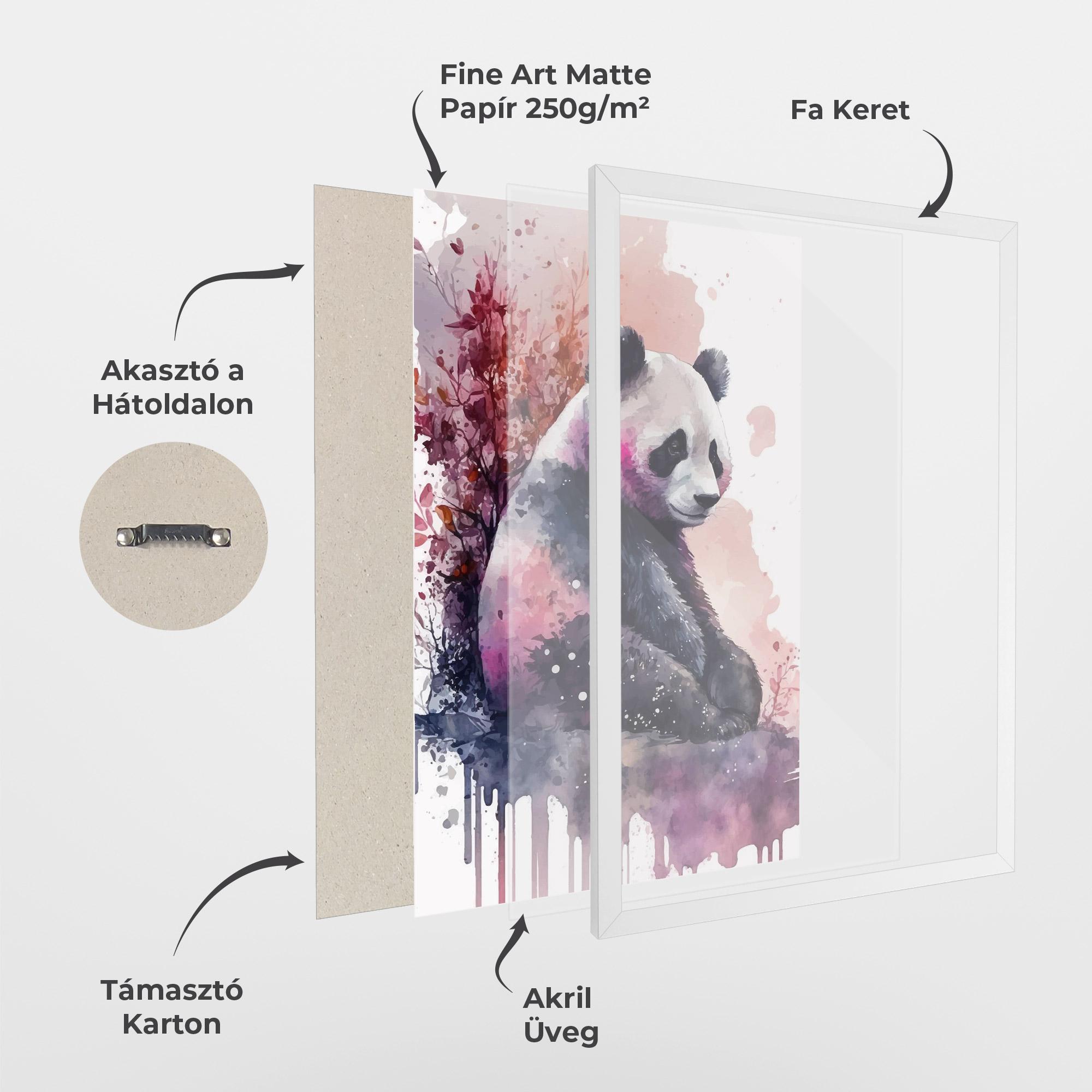 Keretezett Poszter Purple Panda Art mockup 1