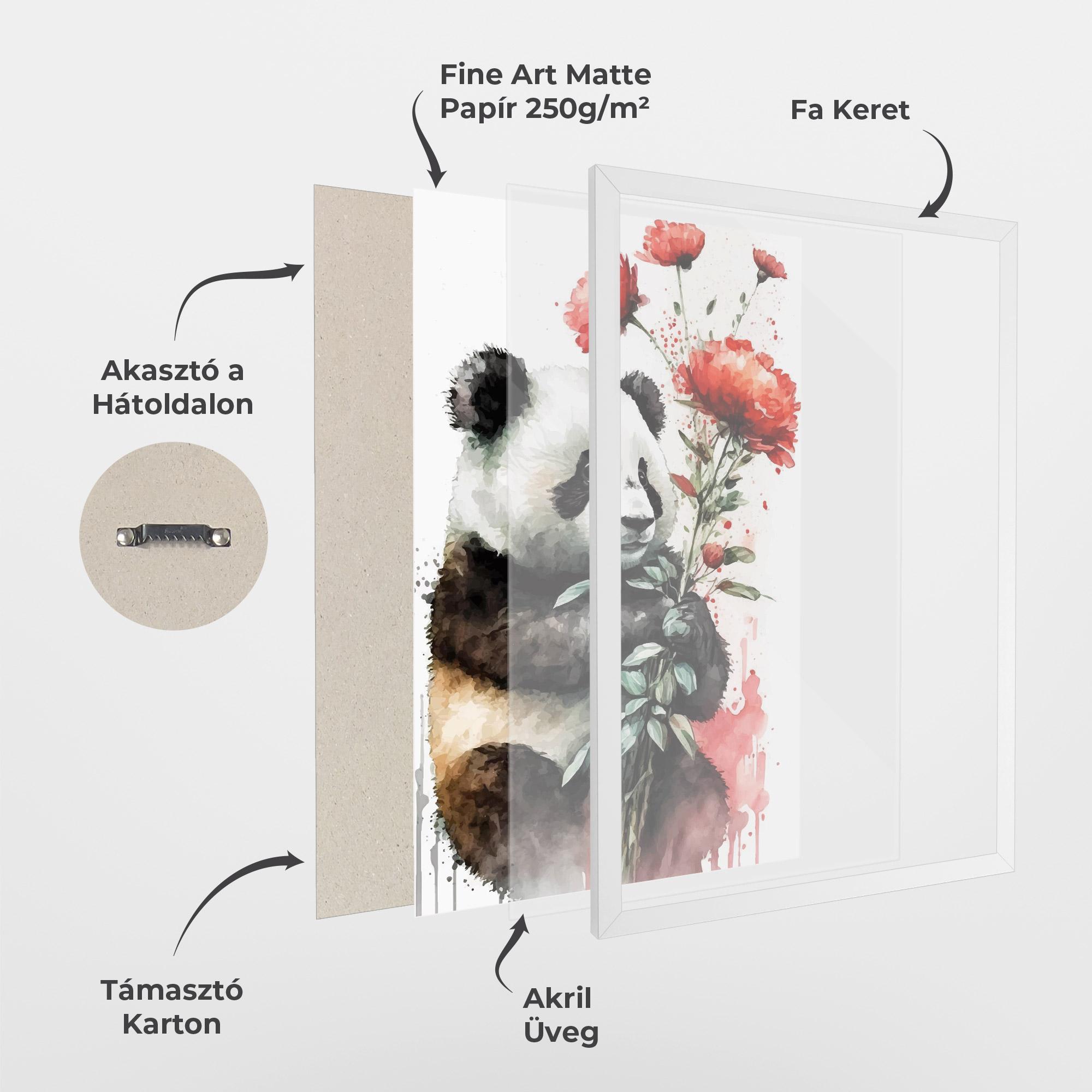 Keretezett Poszter Red Flower Panda mockup 1