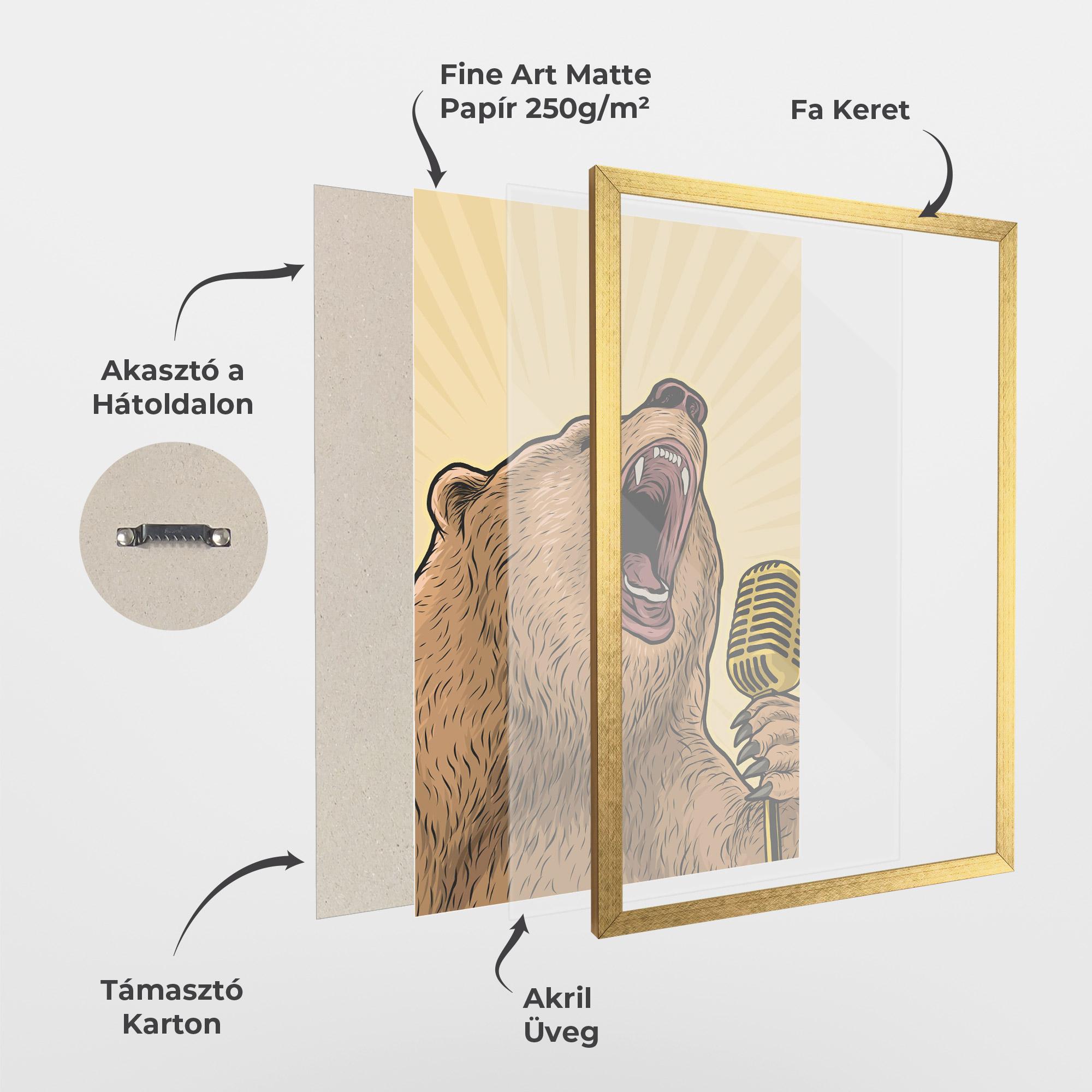 Keretezett Poszter Bear Singing mockup 1