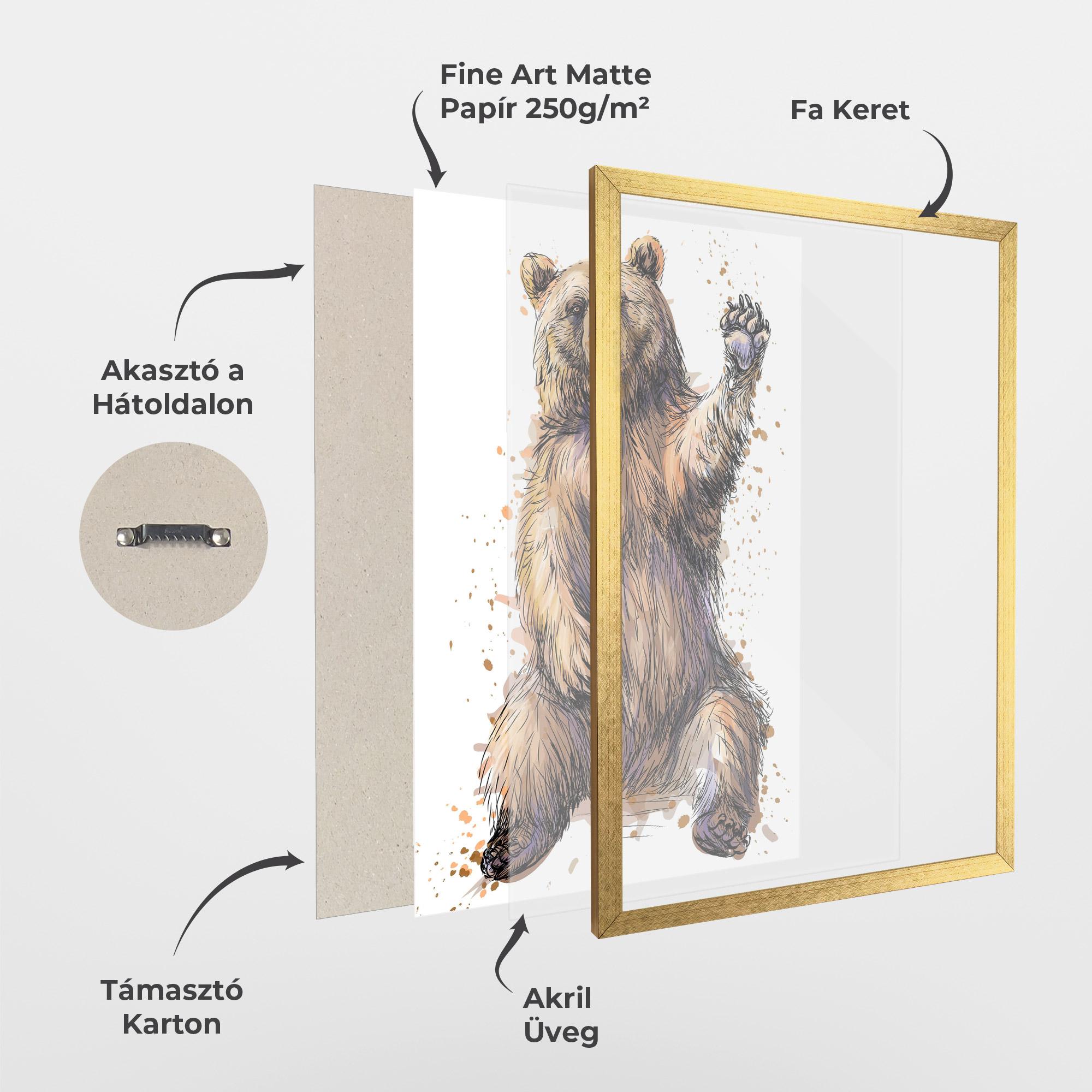 Keretezett Poszter Brown Purple Bear mockup 1