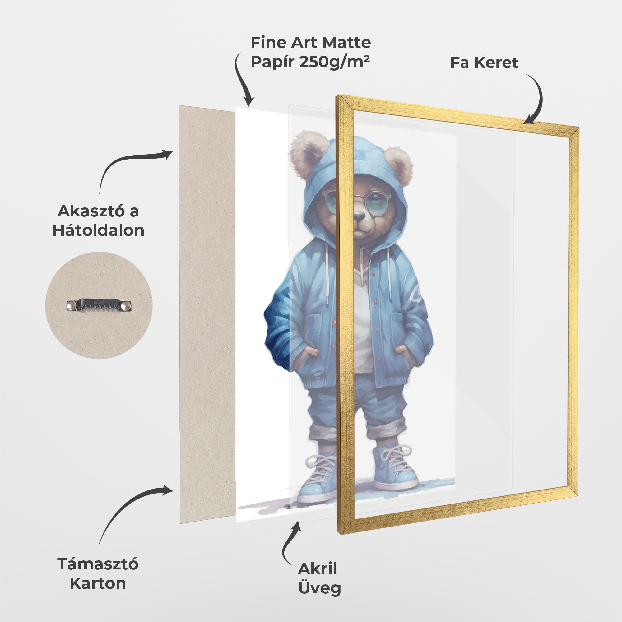 Keretezett Poszter Glasses Bear mockup 1