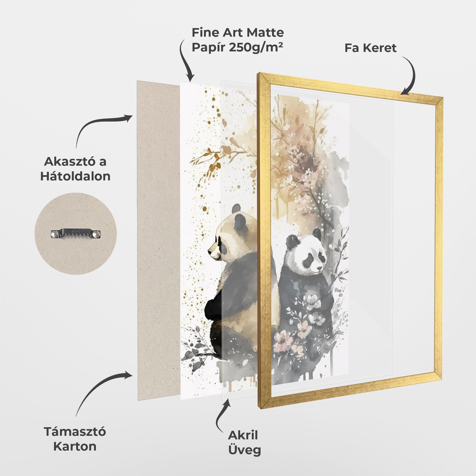 Keretezett Poszter Gold Panda Art mockup 1