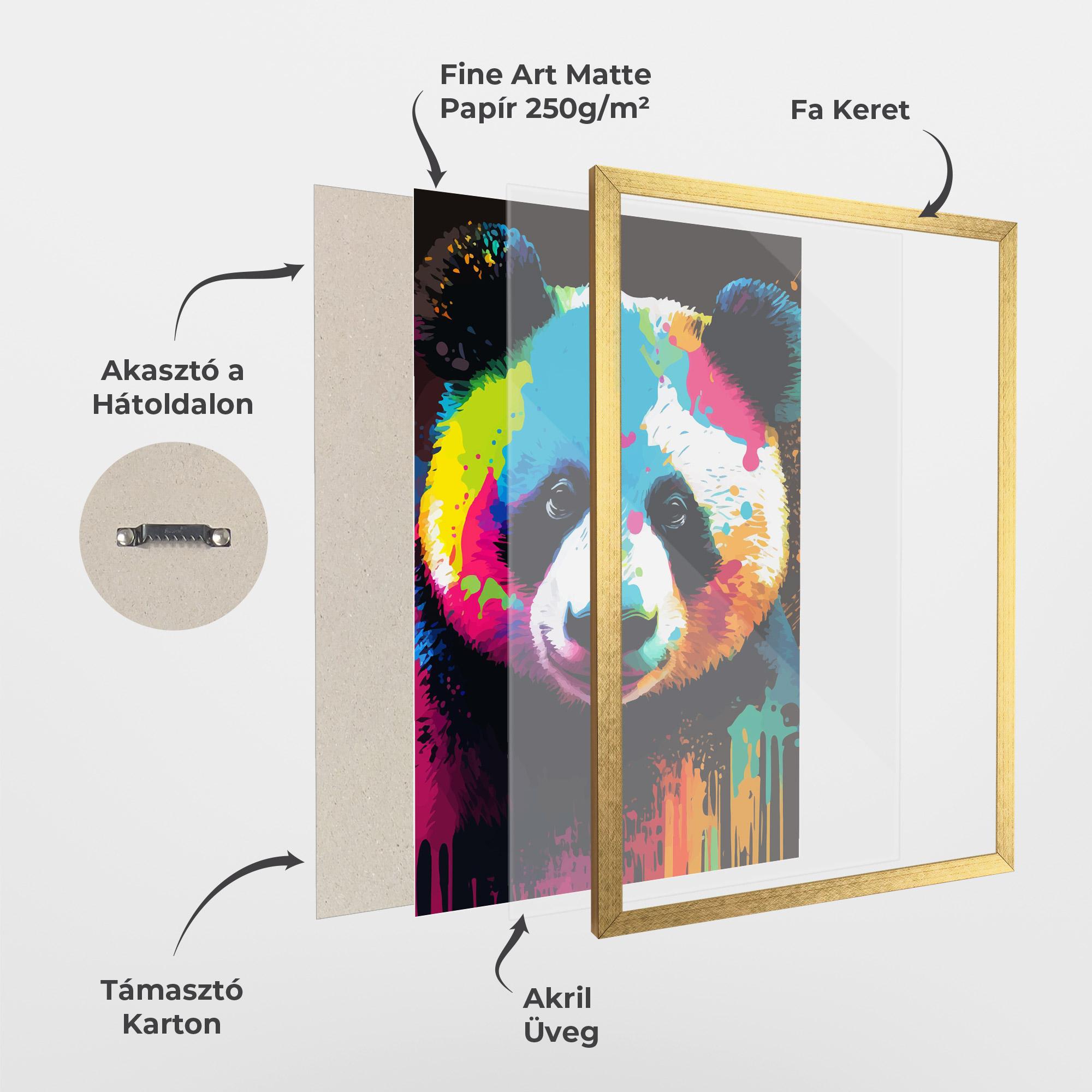 Keretezett Poszter Panda Color Art mockup 1
