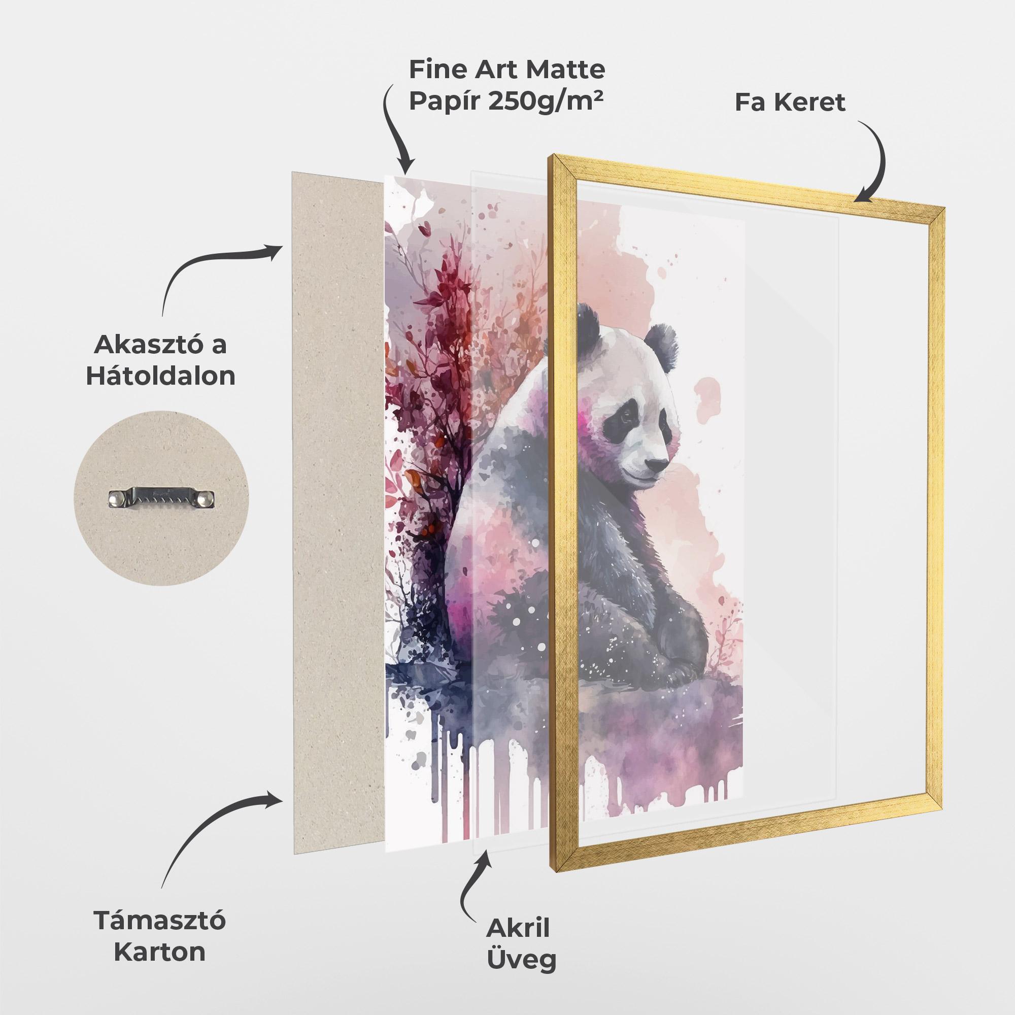Keretezett Poszter Purple Panda Art mockup 1