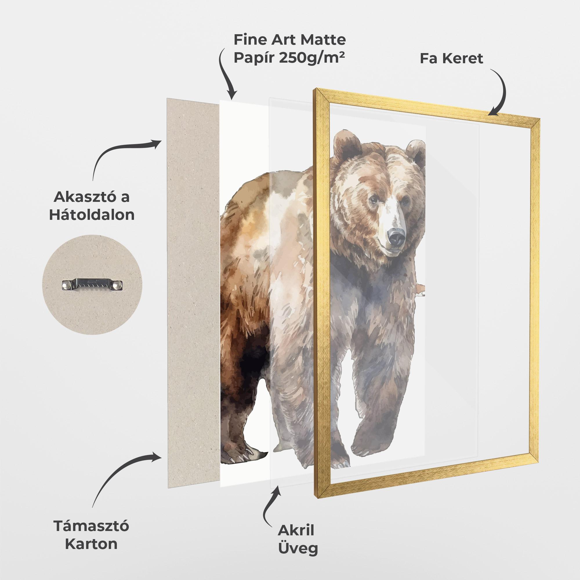 Keretezett Poszter Watercolor Bear Art mockup 1
