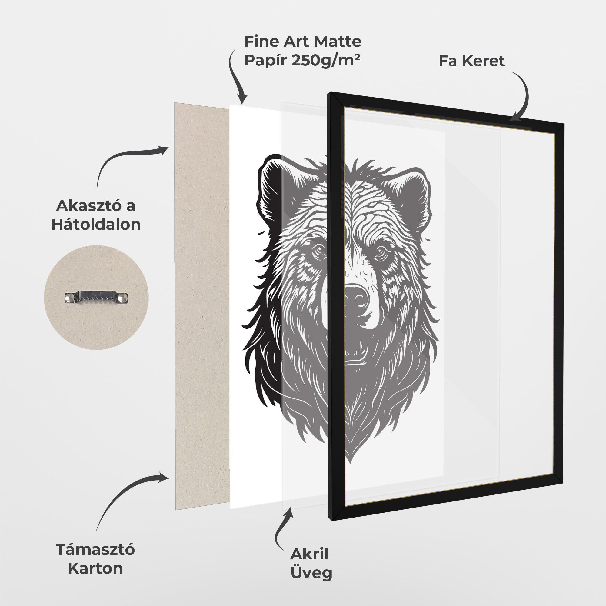 Keretezett Poszter Bear Black Head mockup 1