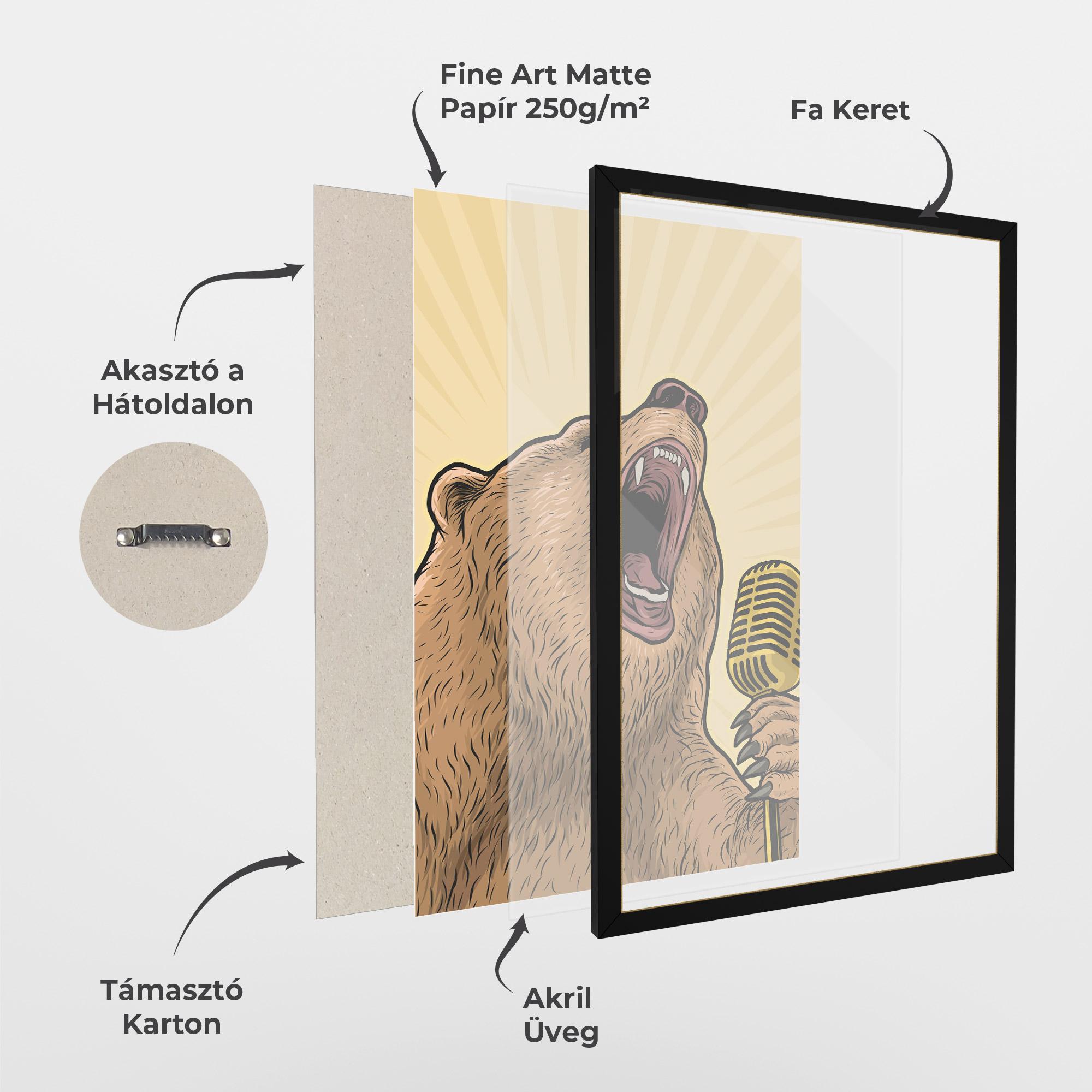 Keretezett Poszter Bear Singing mockup 1