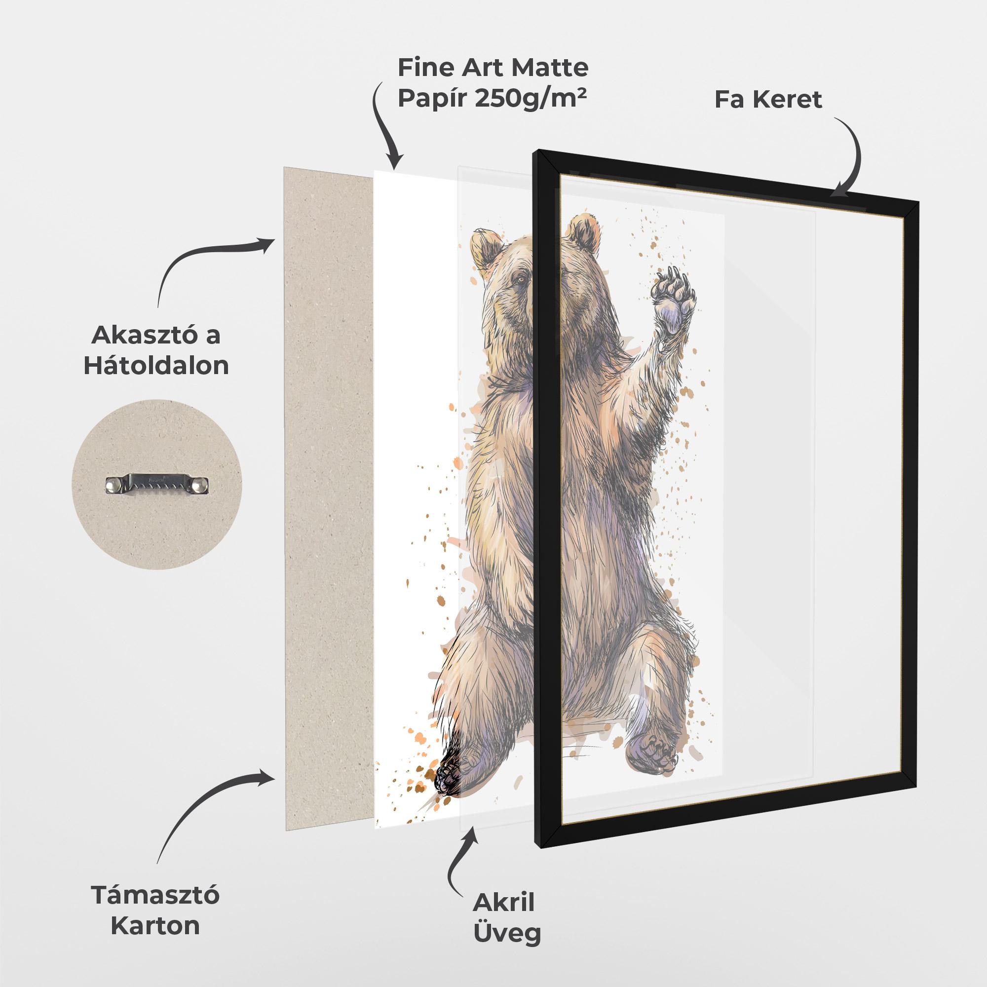 Keretezett Poszter Brown Purple Bear mockup 1