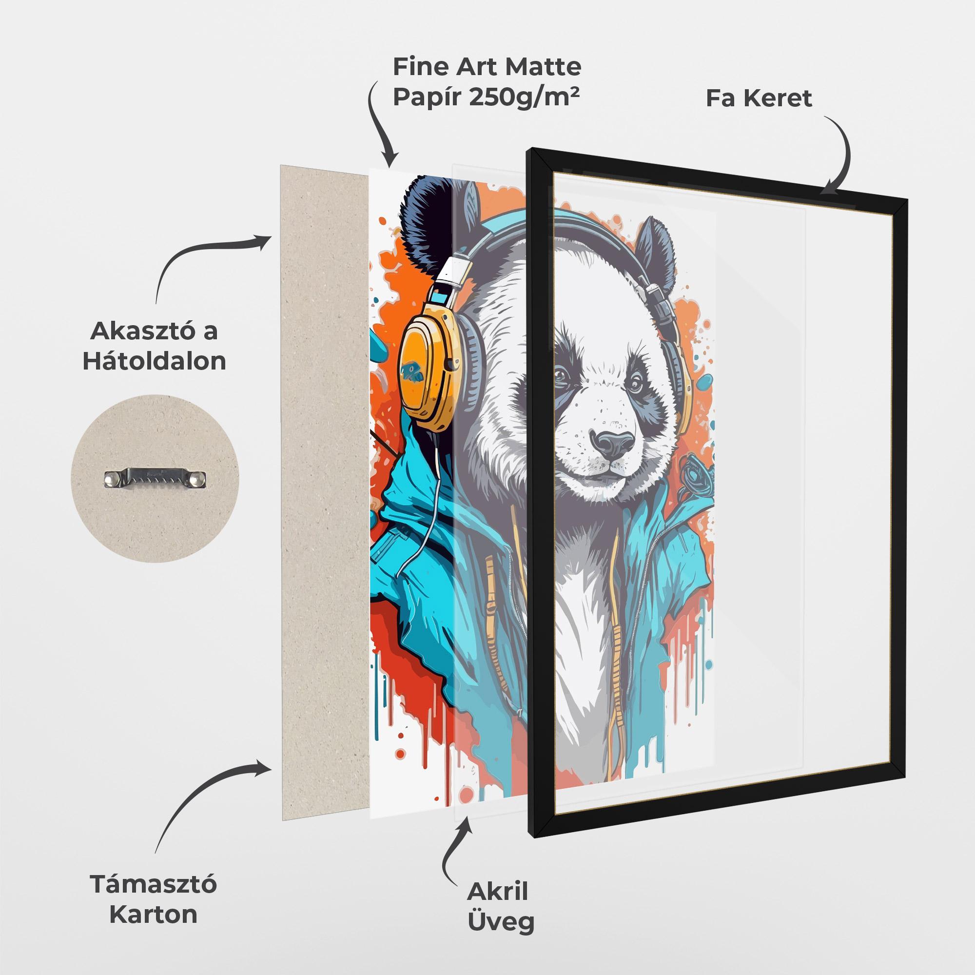 Keretezett Poszter Music Panda mockup 1