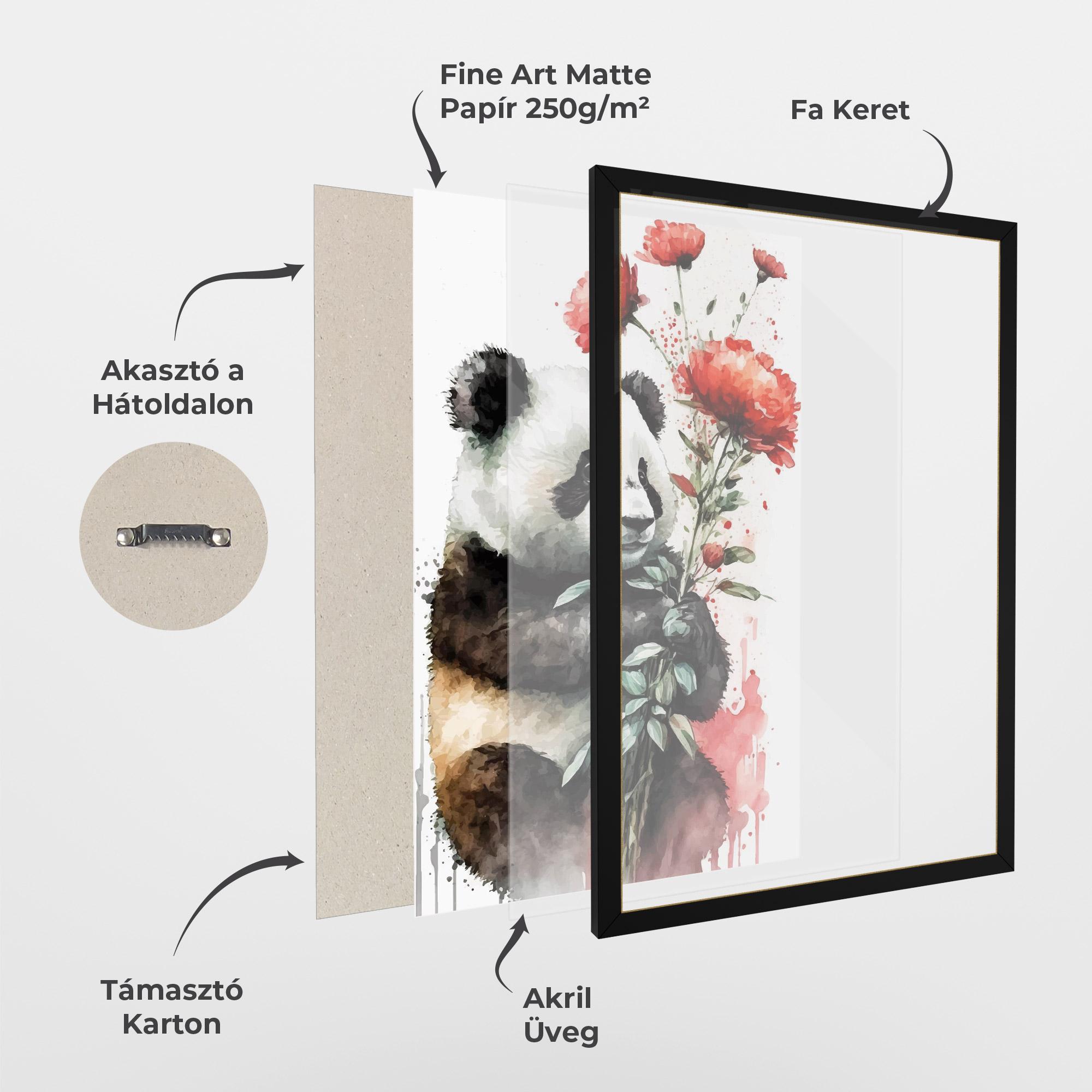 Keretezett Poszter Red Flower Panda mockup 1