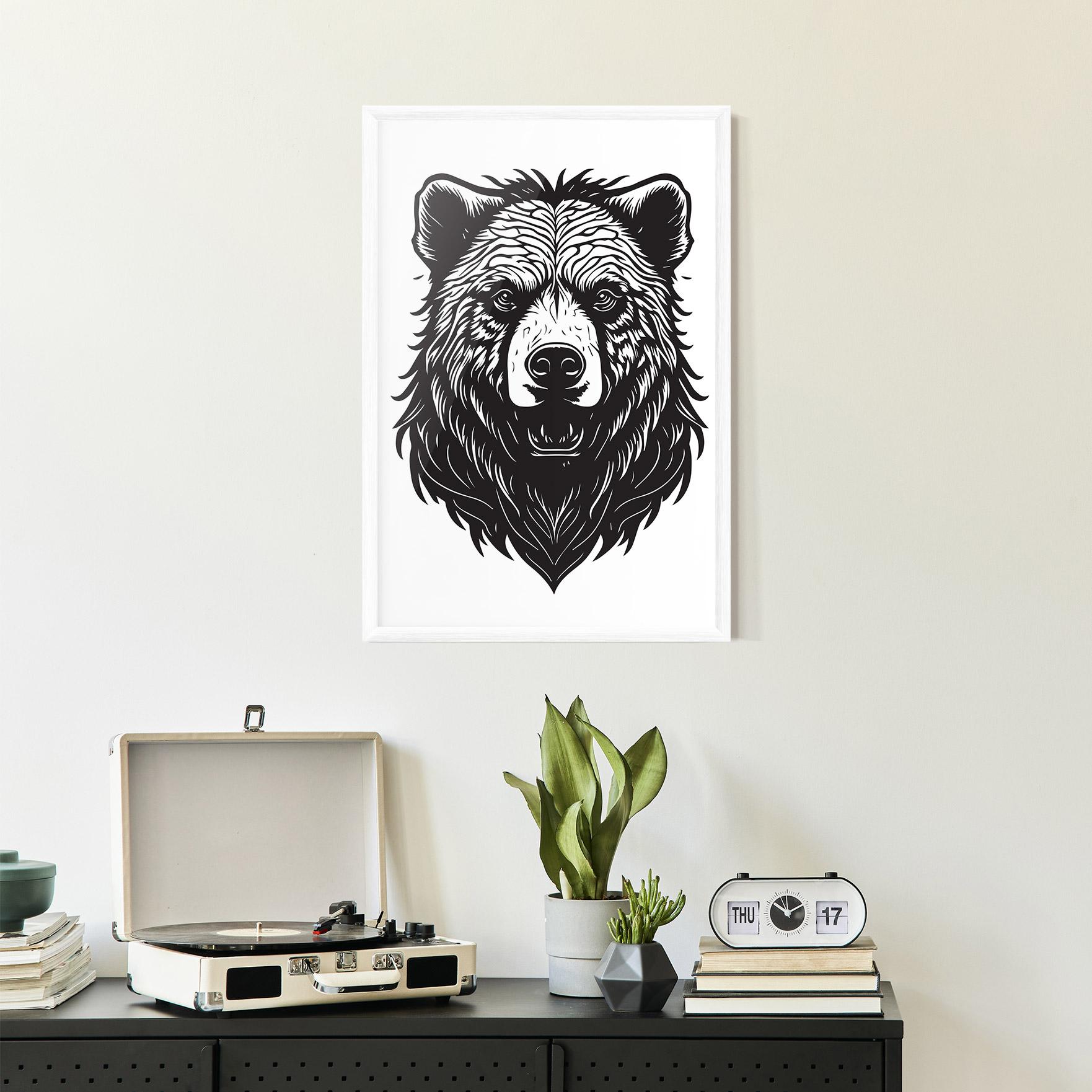 Keretezett Poszter Bear Black Head mockup 2