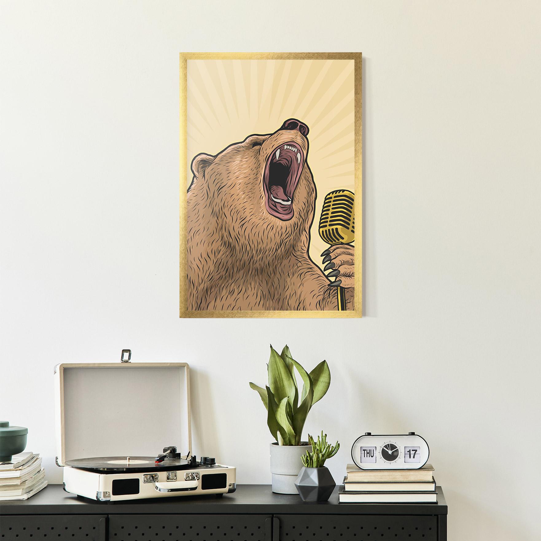 Keretezett Poszter Bear Singing mockup 2
