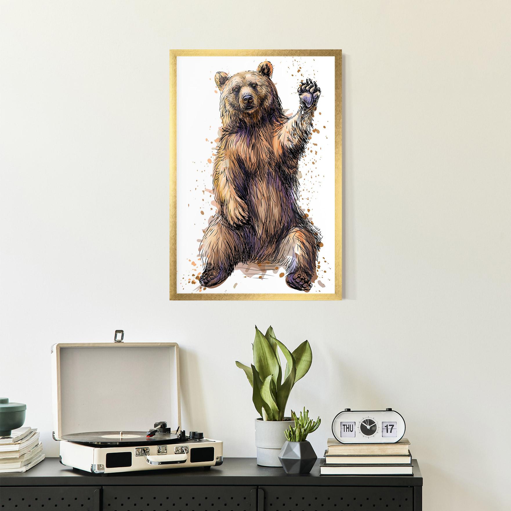 Keretezett Poszter Brown Purple Bear mockup 2