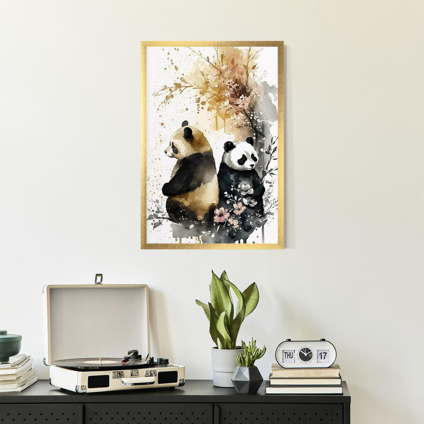 Keretezett Poszter Gold Panda Art mockup 2